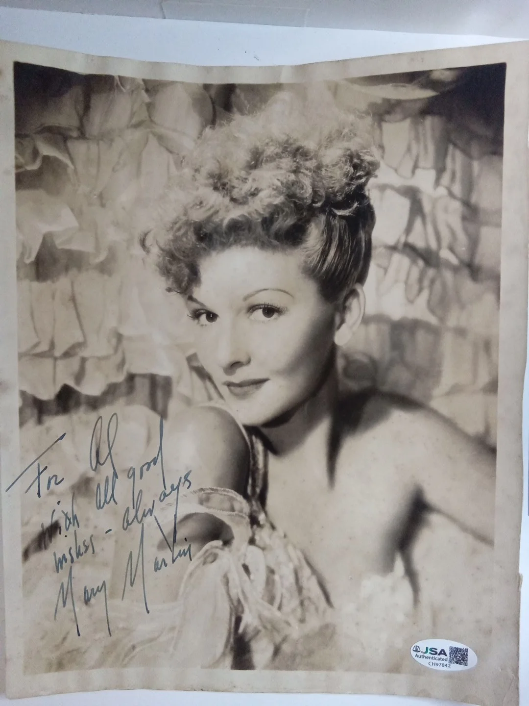 Mary Martin Signed 8x10 B&W Photo Peter Pan Broadway Legend JSA, изображение 2