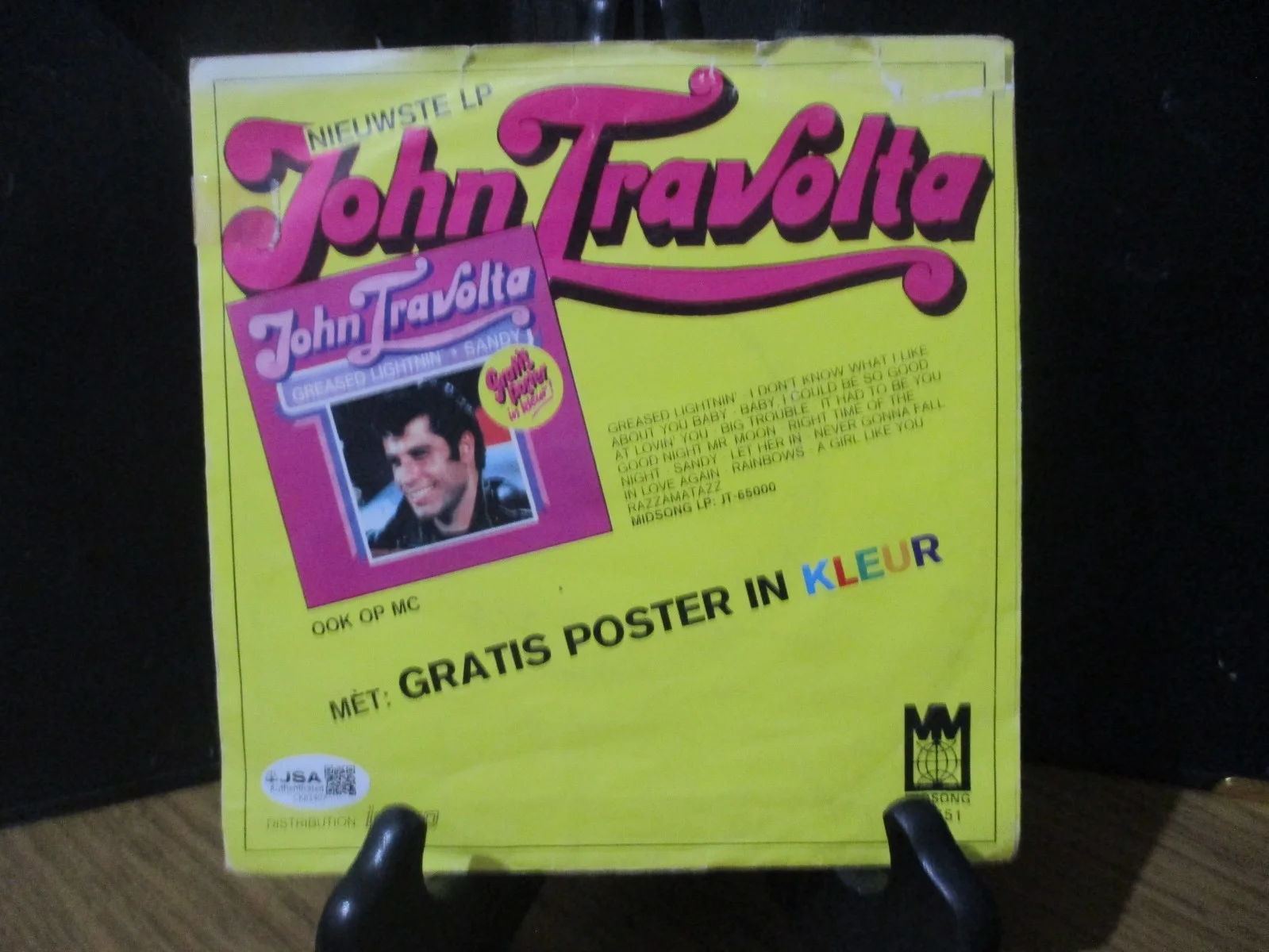 JOHN TRAVOLTA AUTHENTIC SIGNED/AUTOGRAPHED BIG TROUBLE BLUE VINYL 45-JSA CERT, image 3