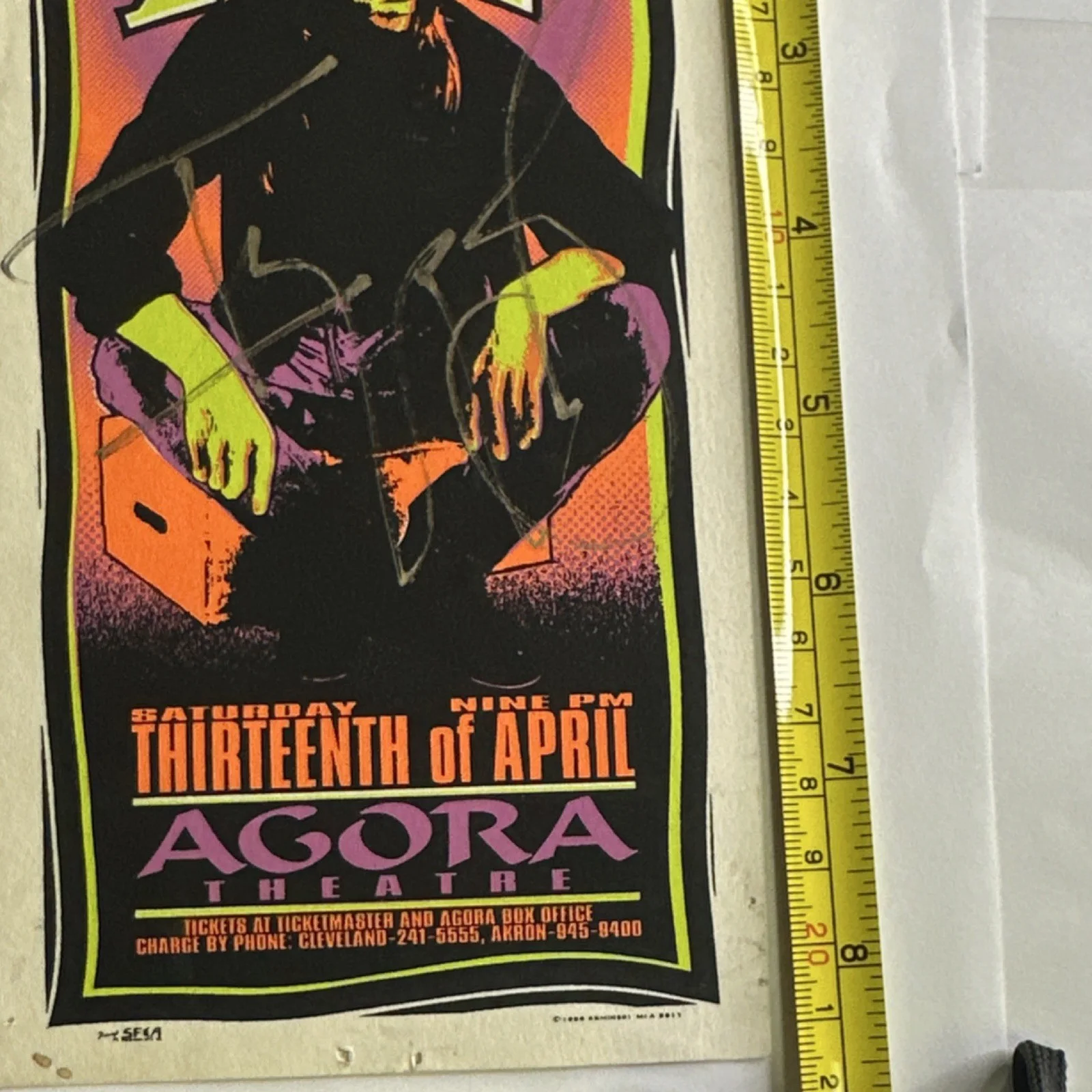 Iggy Pop Autographed Original Agora Concert Poster Thirteenth of April, изображение 2