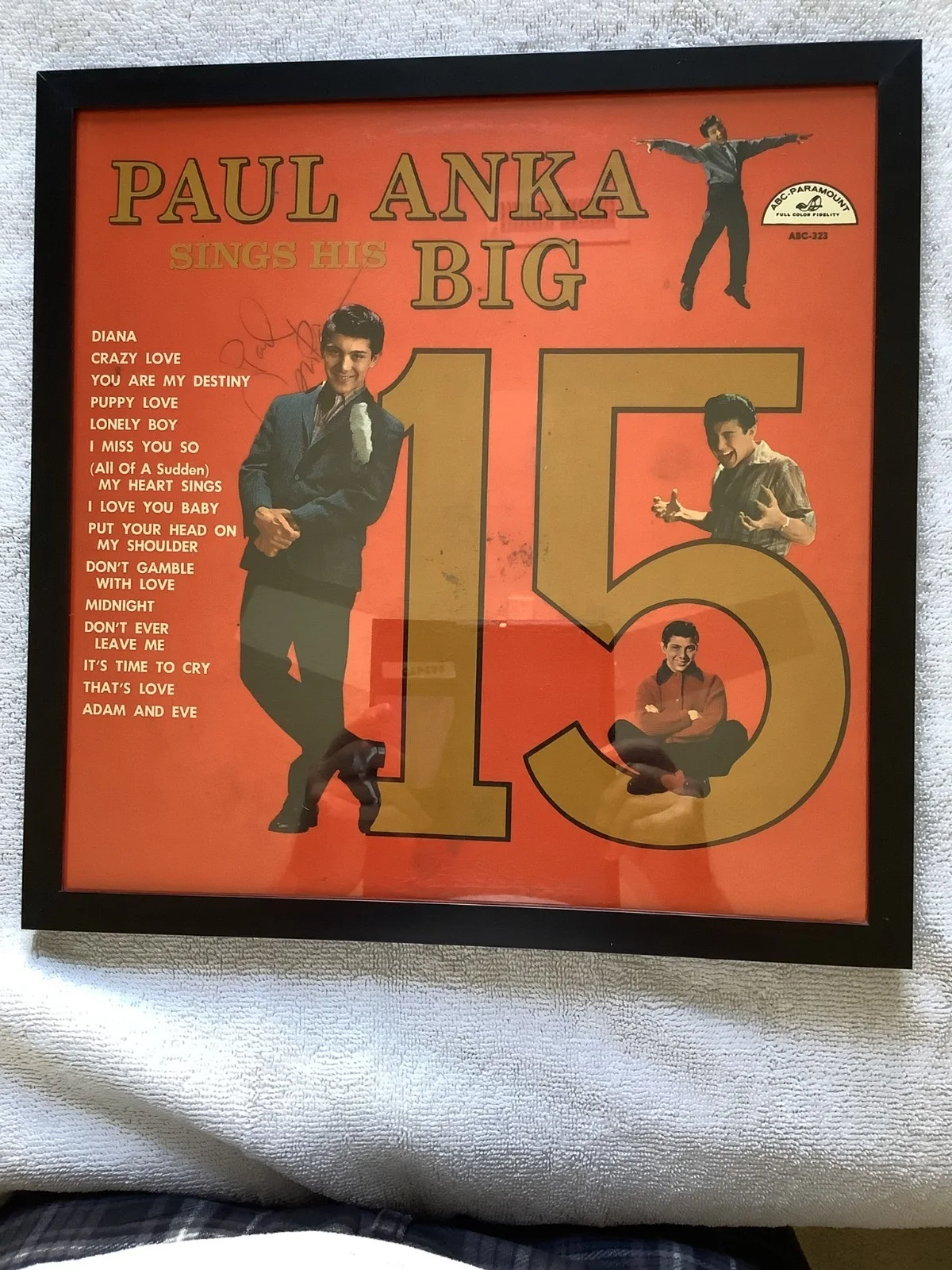 PAUL ANKA "SINGS HIS BIG 15" HAND SIGNED AUTOGRAPH IN PEN ALBUM COVER W/LP FRAME, изображение 4