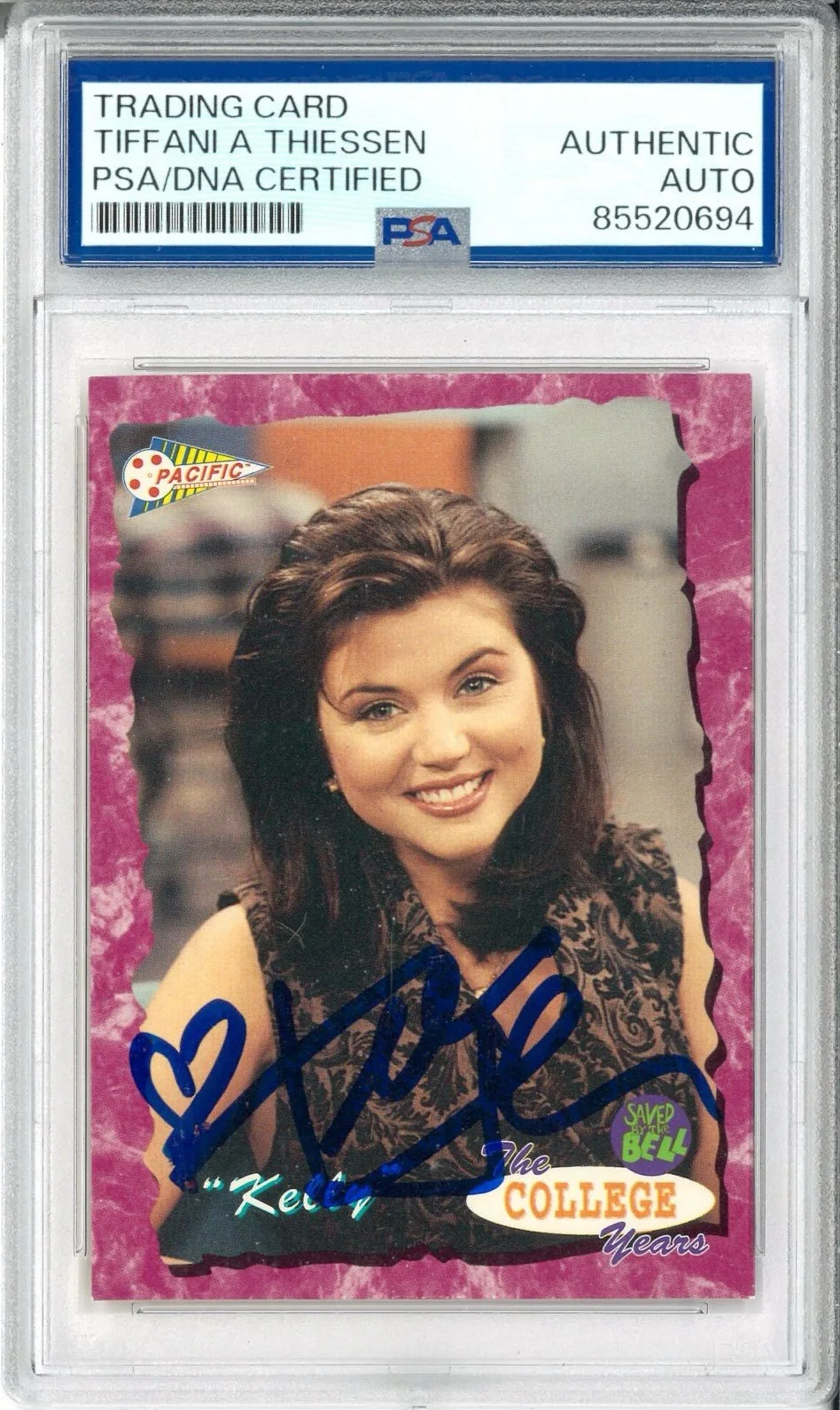 Tiffani Amber Thiessen — Tiffani Thiessen Signed Auto Slabbed 1992 Pacific Saved By The Bell Card PSA DNA