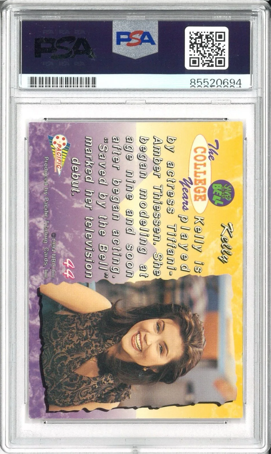 Tiffani Amber Thiessen — Tiffani Thiessen Signed Auto Slabbed 1992 Pacific Saved By The Bell Card PSA DNA, изображение 2