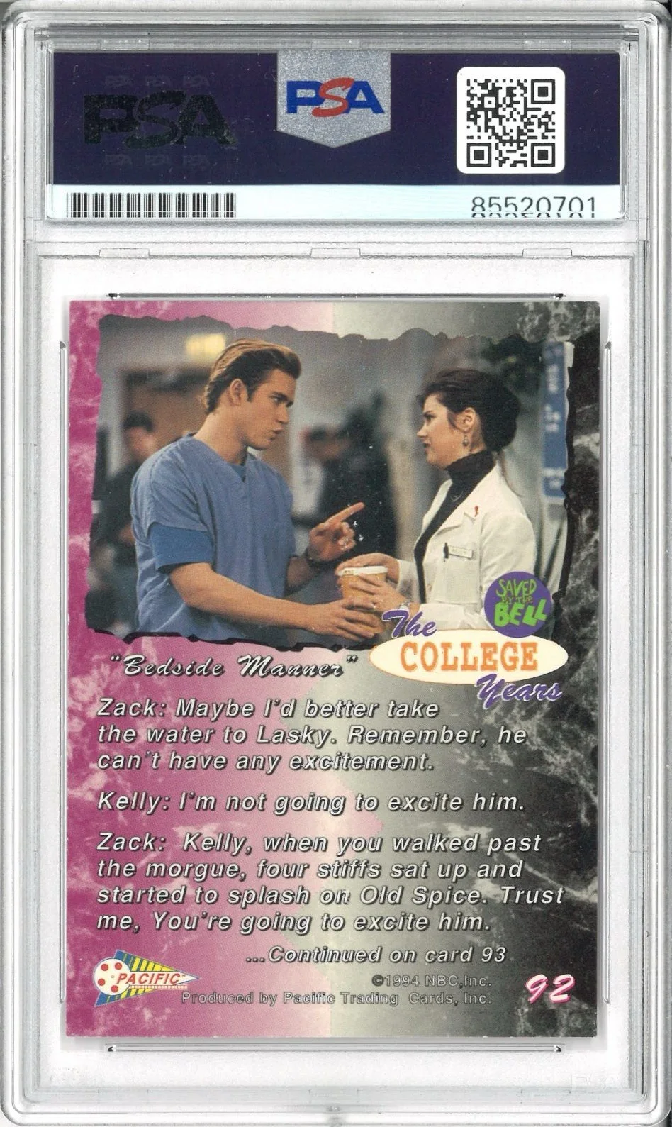 Tiffani Amber Thiessen — Tiffani Thiessen Signed Auto Slabbed 1992 Pacific Saved By The Bell Card PSA DNA, image 2