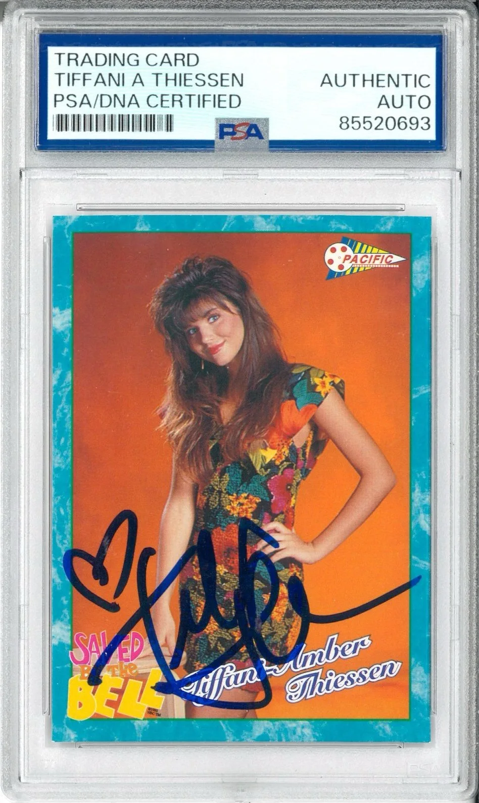 Tiffani Amber Thiessen — Tiffani Thiessen Signed Auto Slabbed 1992 Pacific Saved By The Bell Card PSA DNA