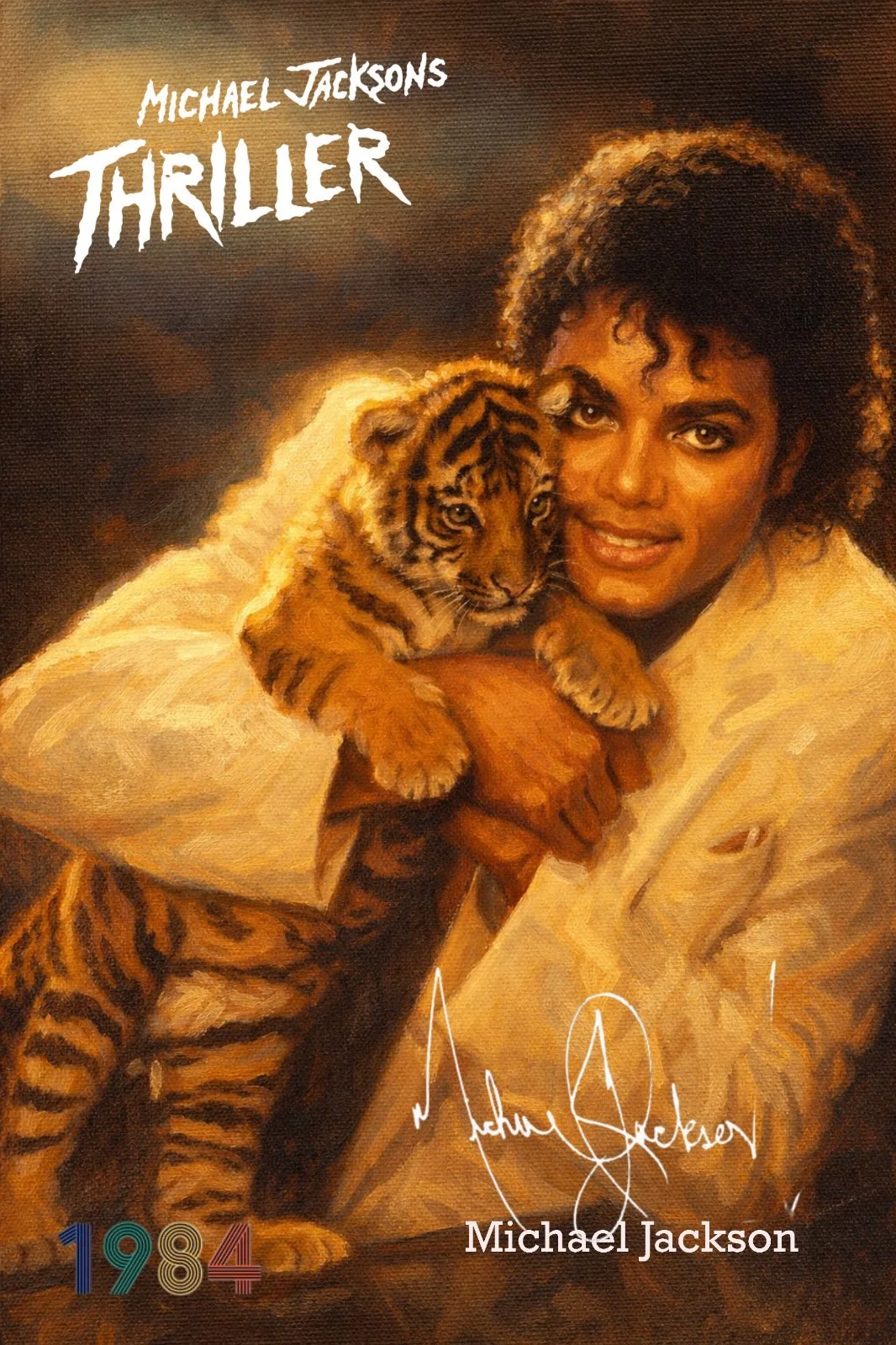 Michael Jackson Oil Painting Paint. cut signature Thriller 2, posters, image 2
