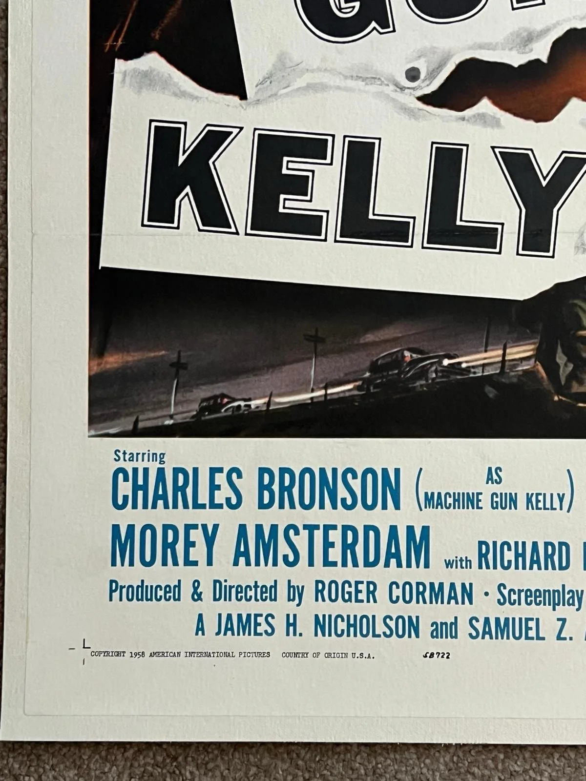 Machine Gun Kelly Original US 1 Sheet Film Poster 1958 LINEN BACKED 27x41”, image 3