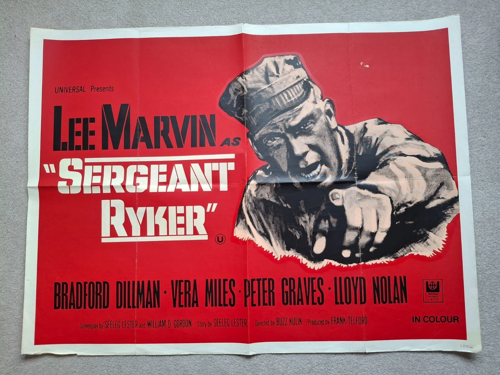 Sergeant Ryker Original Film Cinema Movie Quad Poster Lee Marvin 40 x 30 inches, изображение 2