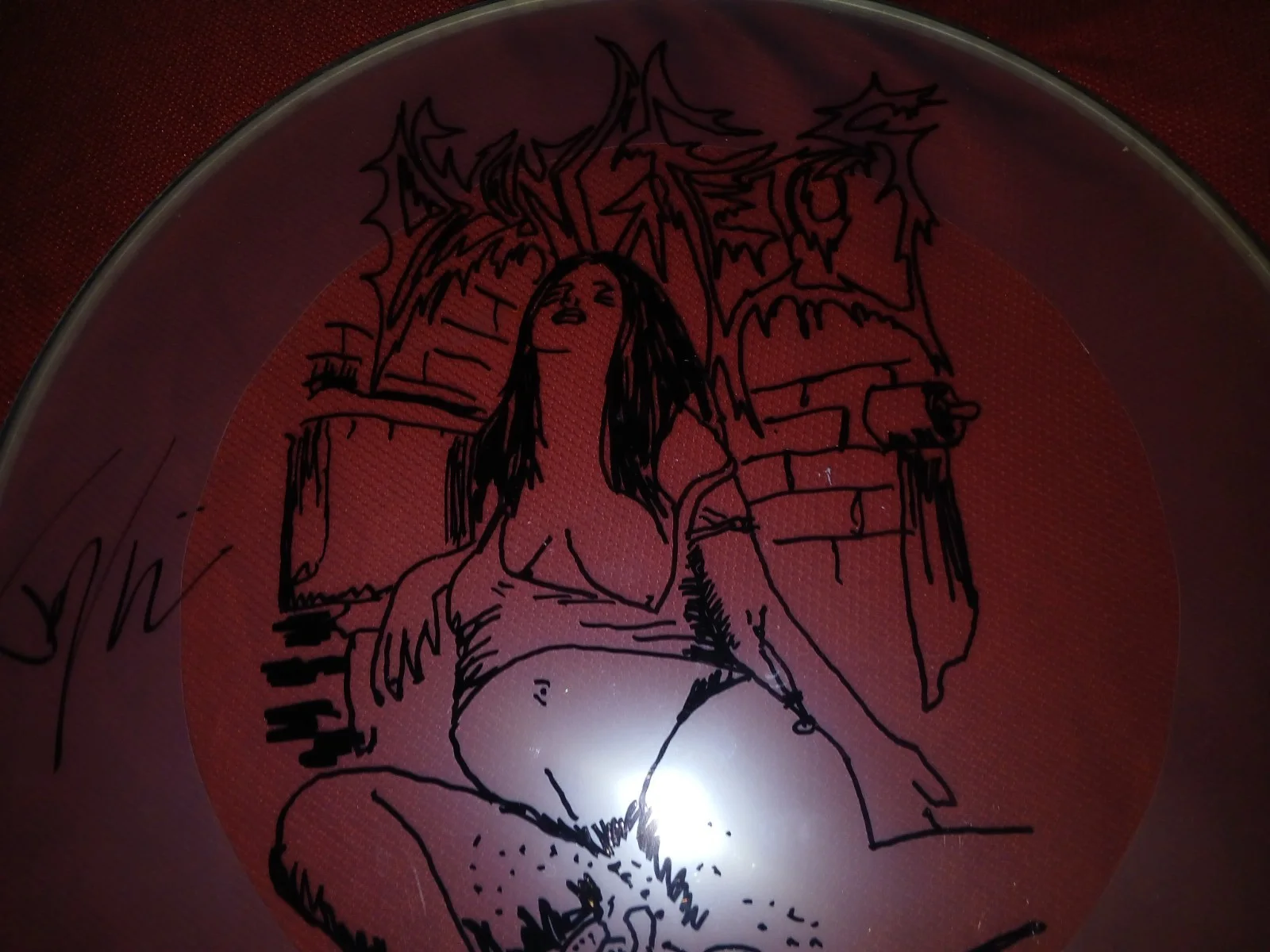 Dying Fetus 23" Drum Head Autographed Signed Graphic Drawing Death Metal, изображение 2