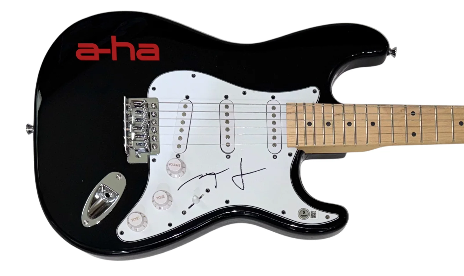 A-ha Magne Furuholmen Signed Autograph Electric Guitar Take On Me Band BAS COA, image 2