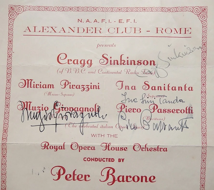 SIGNED 1945 NAAFI EFI ALEXANDER CLUB ROME OPERA CONCERT PROGRAM AUTOGRAPH WW2, image 2