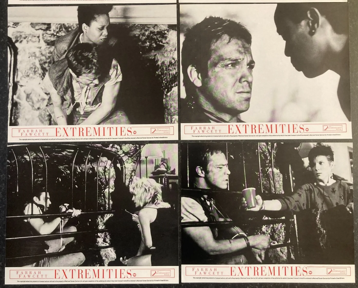 EXTREMITIES 1987 Original Movie B/W Lobby Card Set 10x8 UK Farrah Fawcett, изображение 3