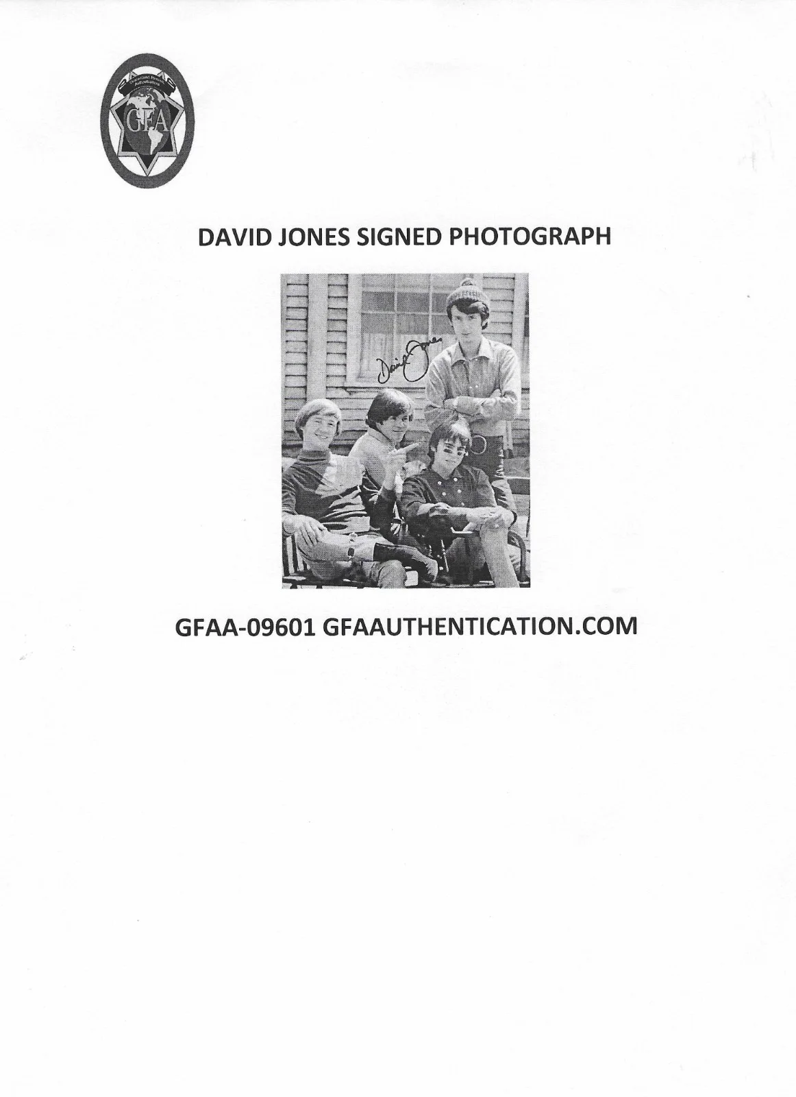 DAVY JONES Signed 8x10 Photo THE MONKEES GFA document COA, image 4