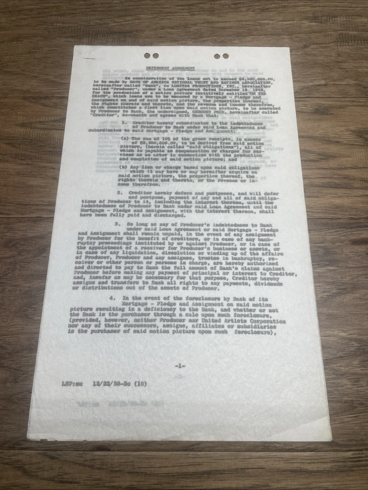 Gregory Peck — Gregory Peck Signed Movie Contract Agreement - On The Beach - Hollywood Actor KG, изображение 2