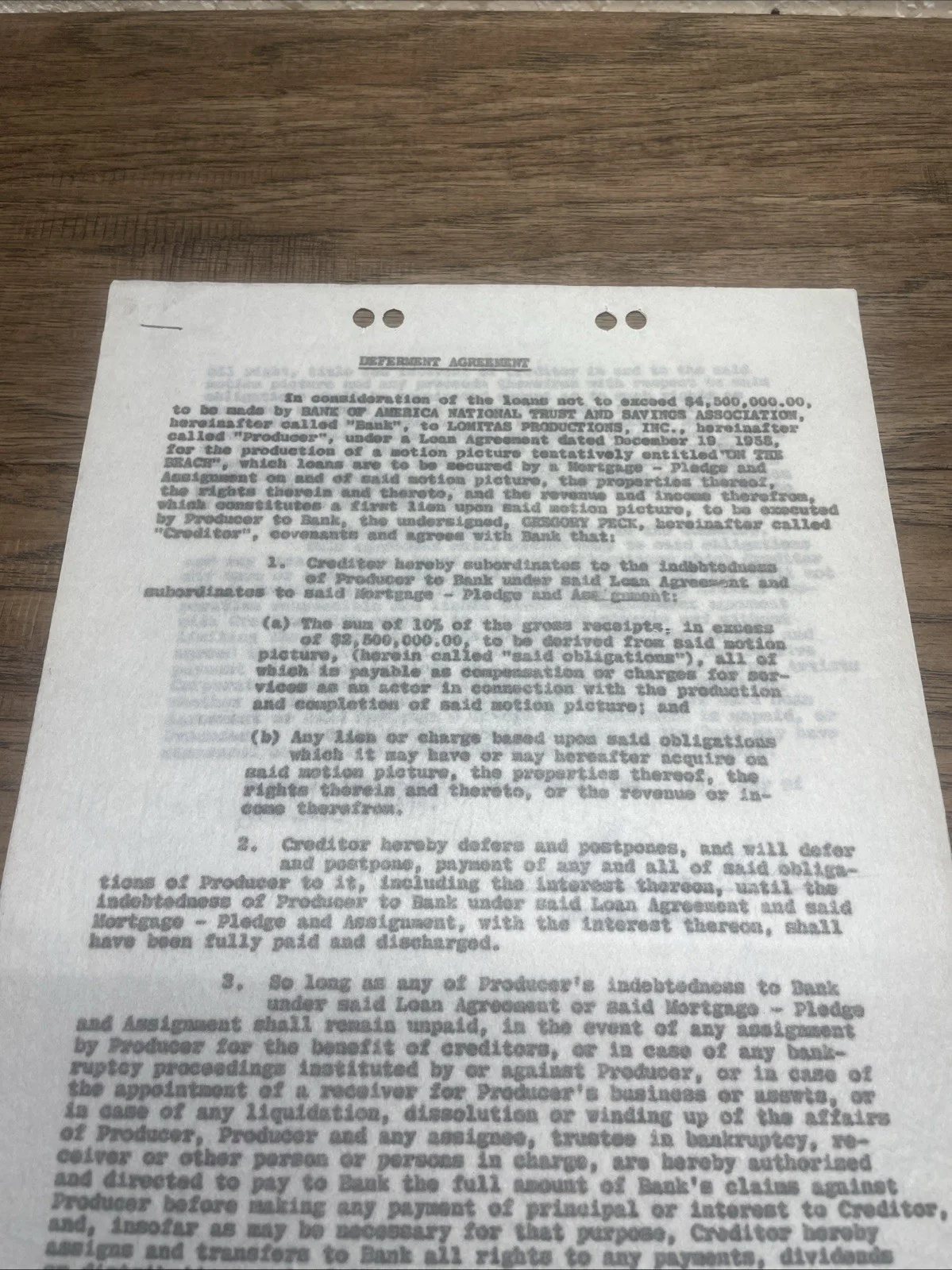 Gregory Peck — Gregory Peck Signed Movie Contract Agreement - On The Beach - Hollywood Actor KG, изображение 3
