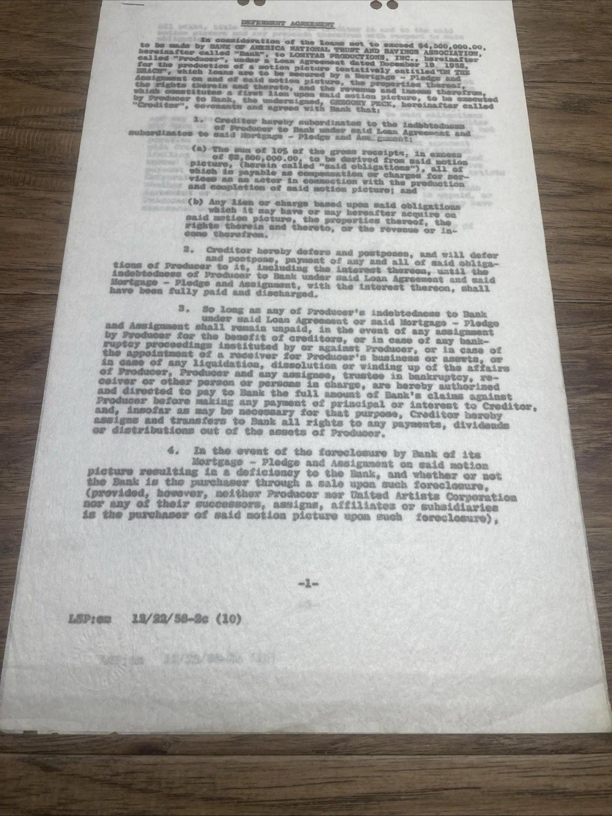 Gregory Peck — Gregory Peck Signed Movie Contract Agreement - On The Beach - Hollywood Actor KG, изображение 4