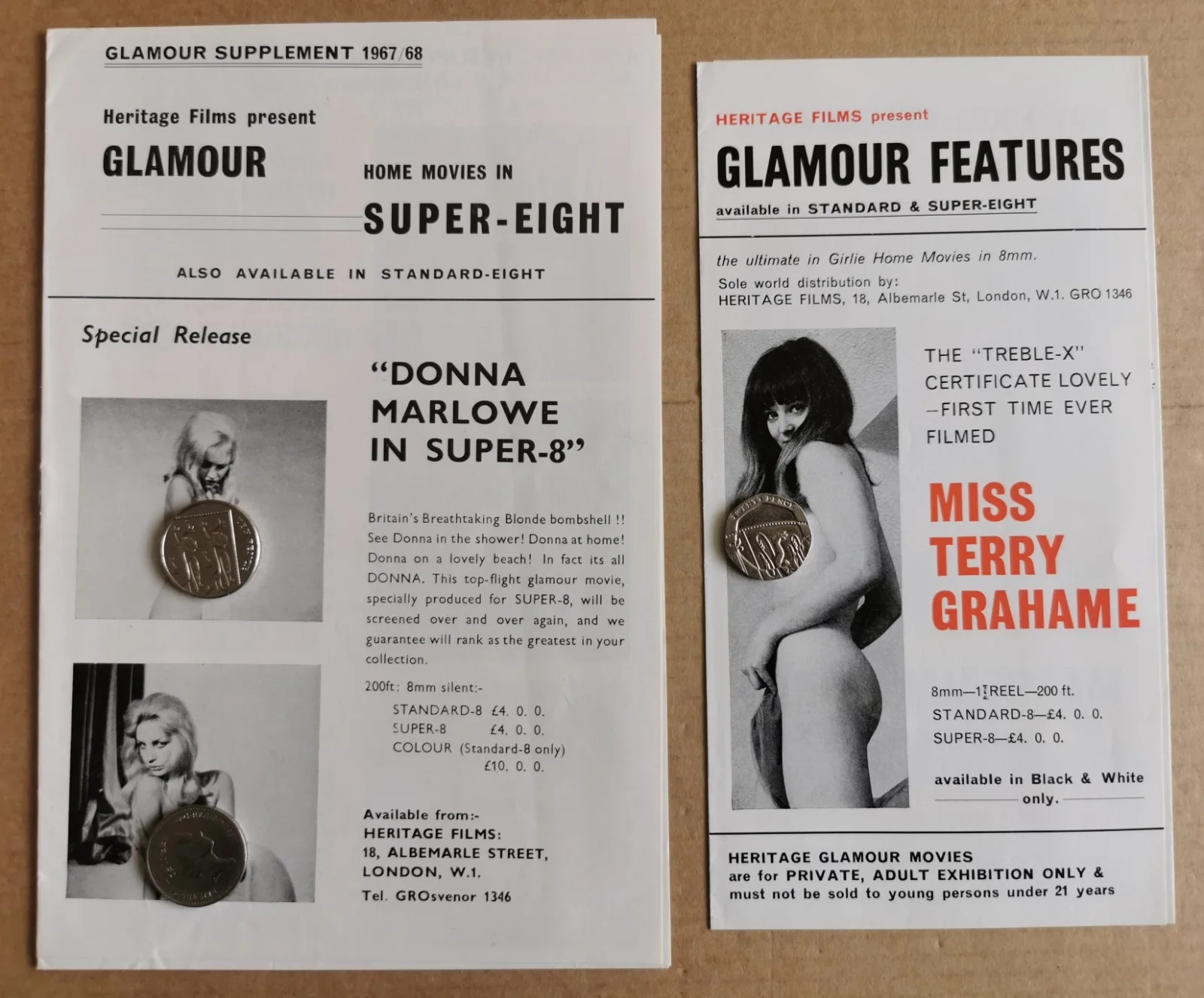 Heritage Films 8mm Catalogue + Glamour Supplement + Flyer (1960s) Rare!, изображение 2
