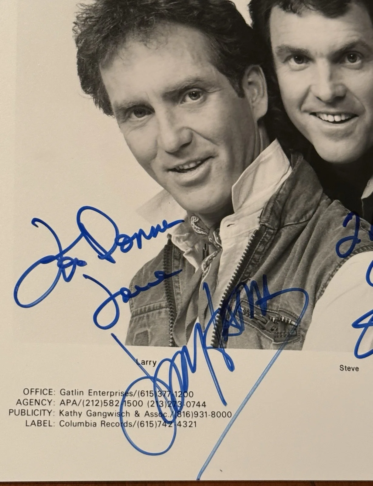 Larry Gatlin and the Gatlin Brothers Signed Promo Photograph PSA Authentic Auto, изображение 3