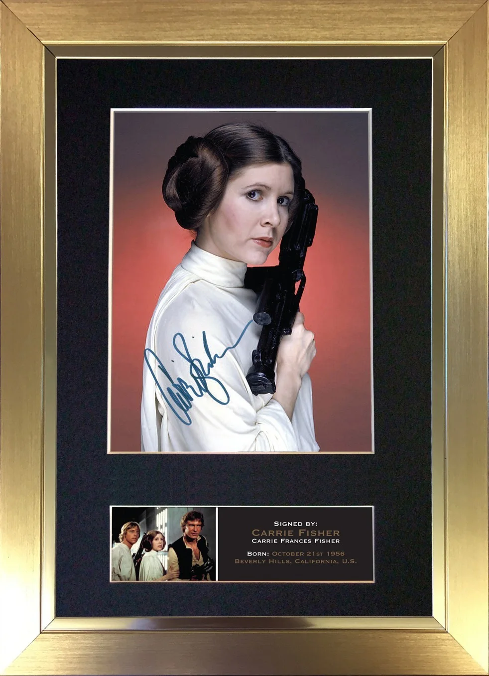 540 Carrie Fisher Princess Leia Framed Autograph Reproduction Star Wars Signed, изображение 3