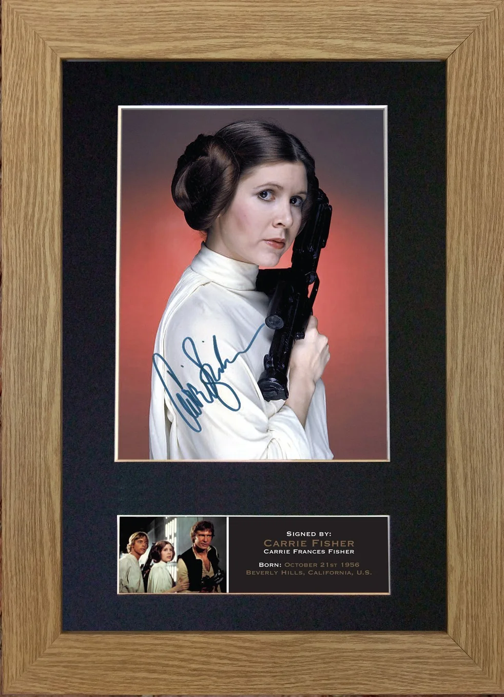 540 Carrie Fisher Princess Leia Framed Autograph Reproduction Star Wars Signed, изображение 5