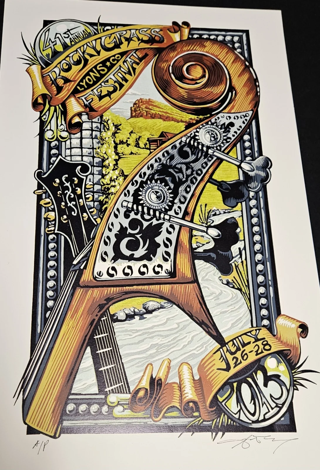 41st ROCKY GRASS FESTIVAL Artists Proof Silkscreen Poster 2015 Lyons Colorado, image 2