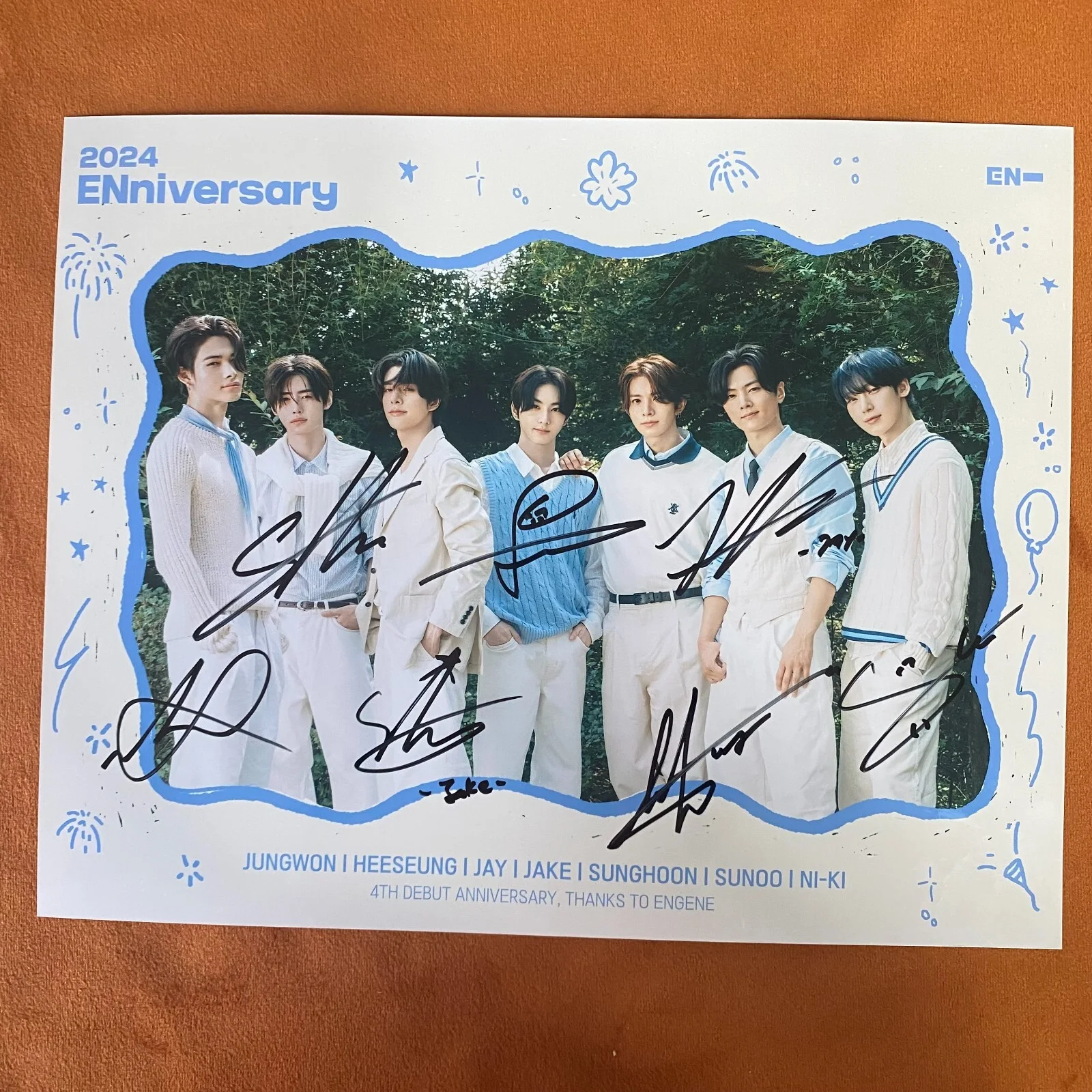 ENHYPEN GROUP Photo Poster 8*10 Autographs SIGNED K-POP FRAMED 2024B, изображение 3