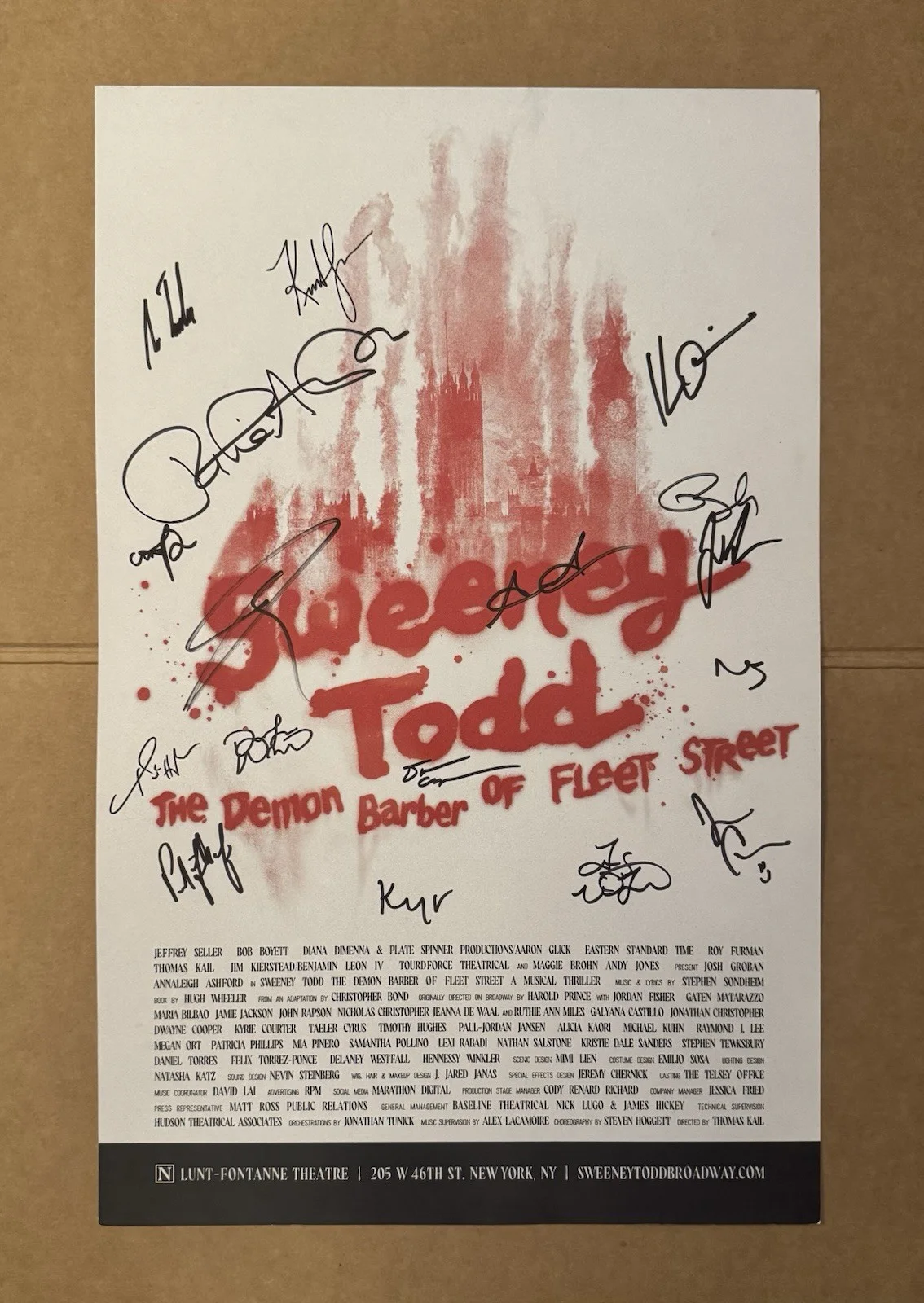 SWEENEY TODD Cast Signed 2023 Revival Windowcard and Playbill Sondheim, изображение 2