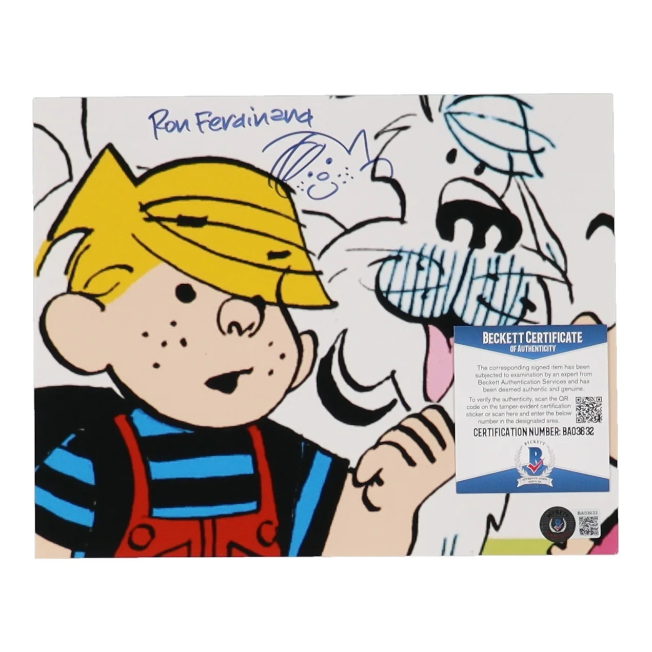 Ron Ferdinand — Ron Ferdinand Signed "Dennis the Menace" 8x10 Photo with Sketch (Beckett), изображение 2