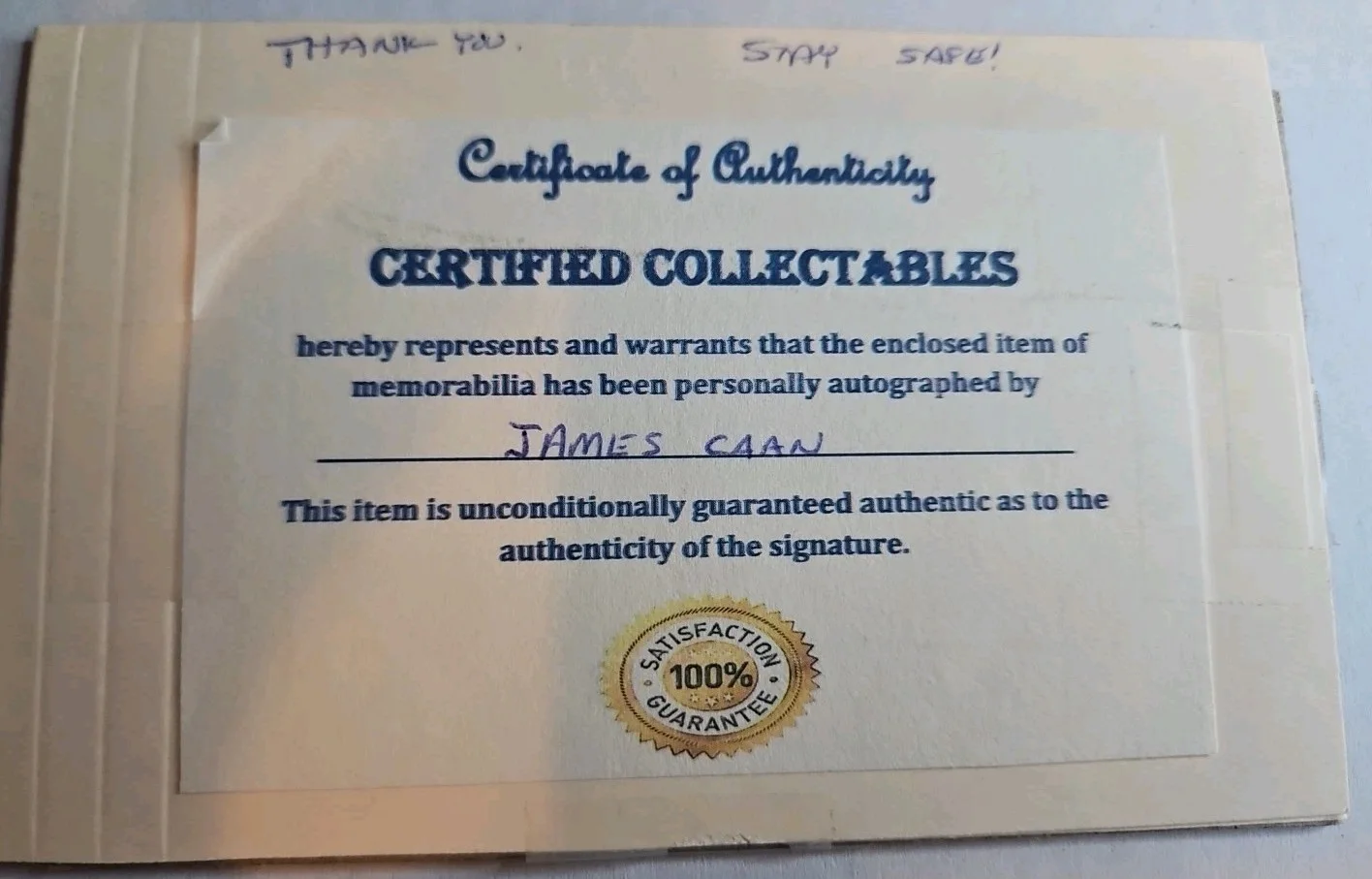 JAMES CAAN Autograph Index Card, GODFATHER, BRIAN'S SONG, ELF Authenticated, изображение 2