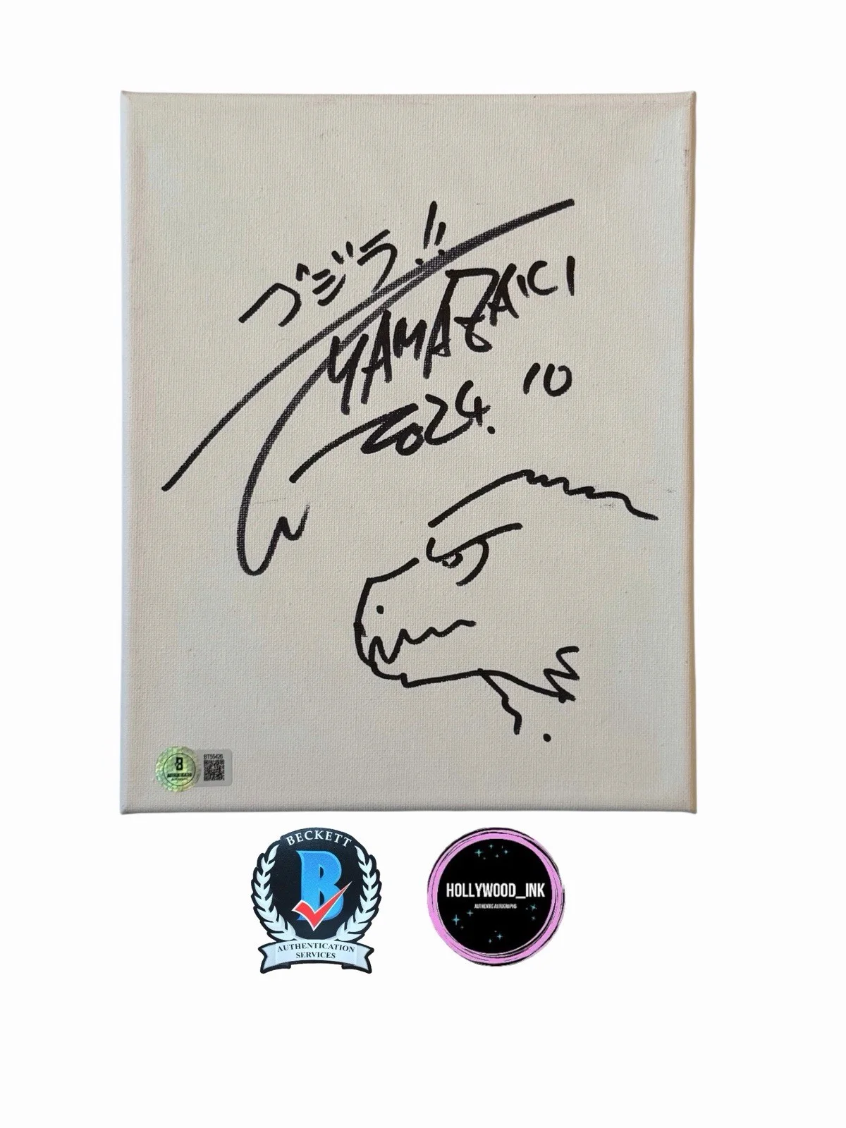 Takashi Yamazaki — TAKASHI YAMAZAKI SIGNED GODZILLA MINUS ONE 8X10 CANVAS SKETCH BECKETT BT55426
