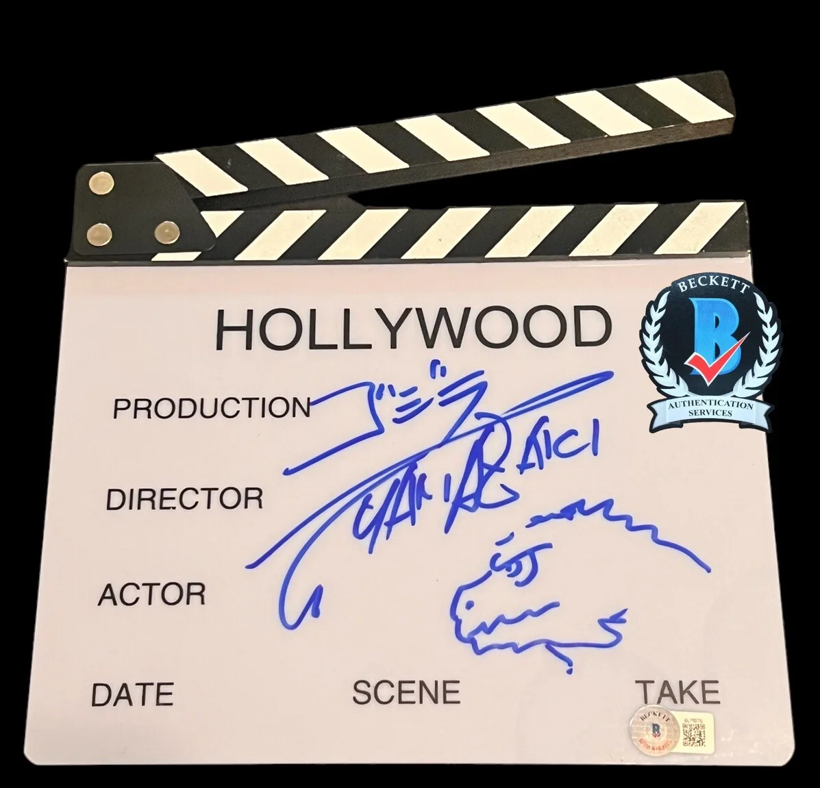 Takashi Yamazaki — TAKASHI YAMAZAKI GODZILLA SIGNED CLAPPERBOARD W/SKETCH BECKETT BL75579