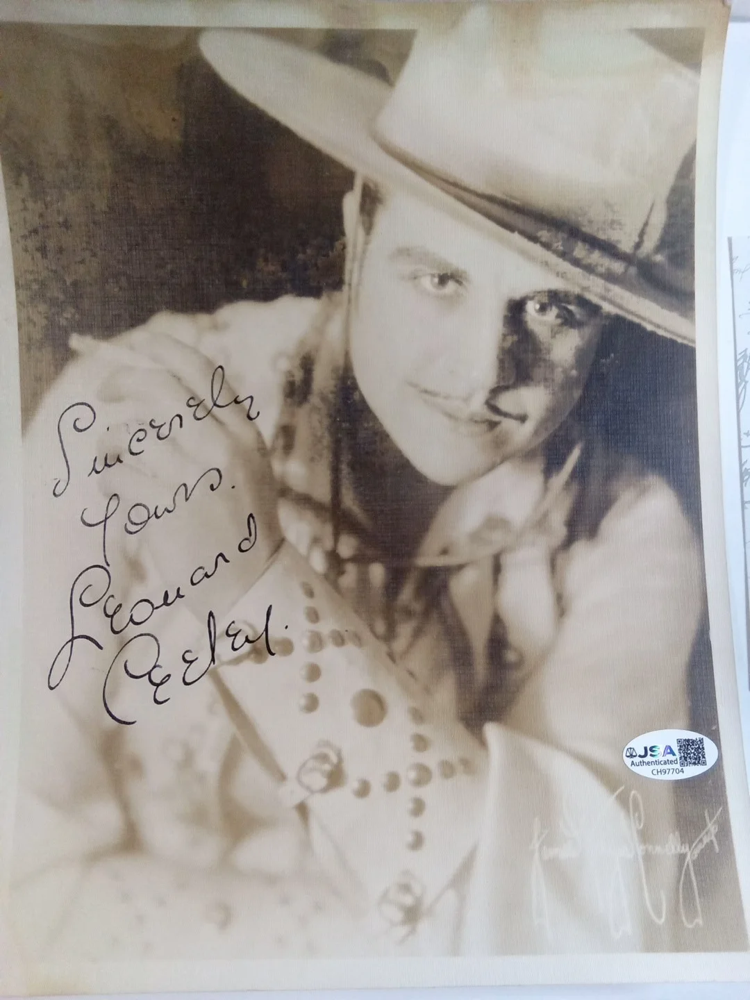 Leonard Ceeley — Leonard Ceeley Actor Signed Vintage 8x10 Photo JSA, image 2