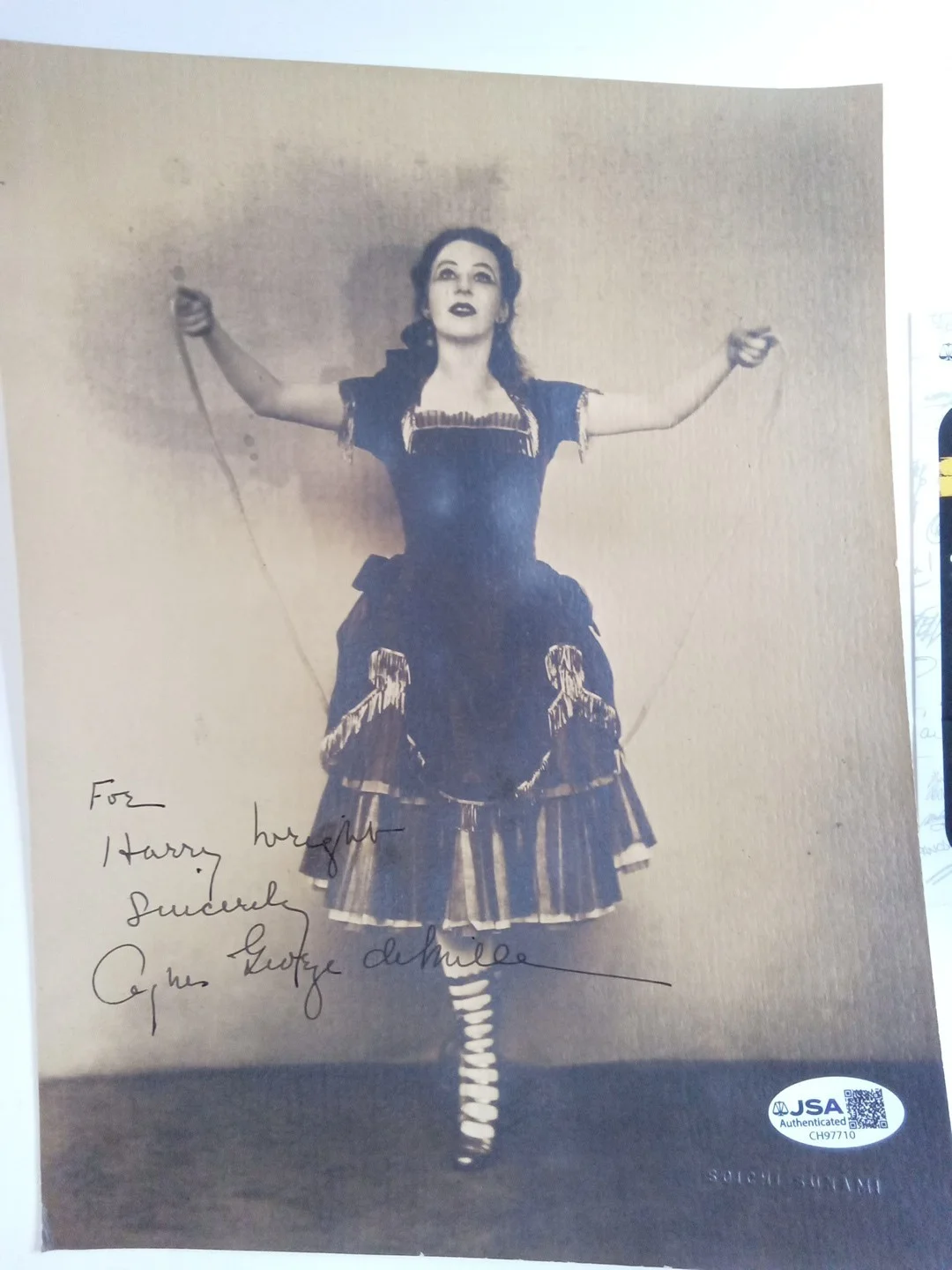 Agnes De Mille Signed 7.25x9.5 Photo Soichi Sunami Dance Photographer JSA, изображение 2