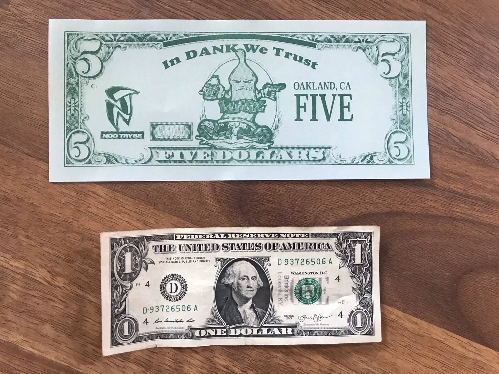 Hip Hop Play Money “I GOT 5 ON IT” Hip Hop, Oakland, Vintage Flyer Money 1995, изображение 2