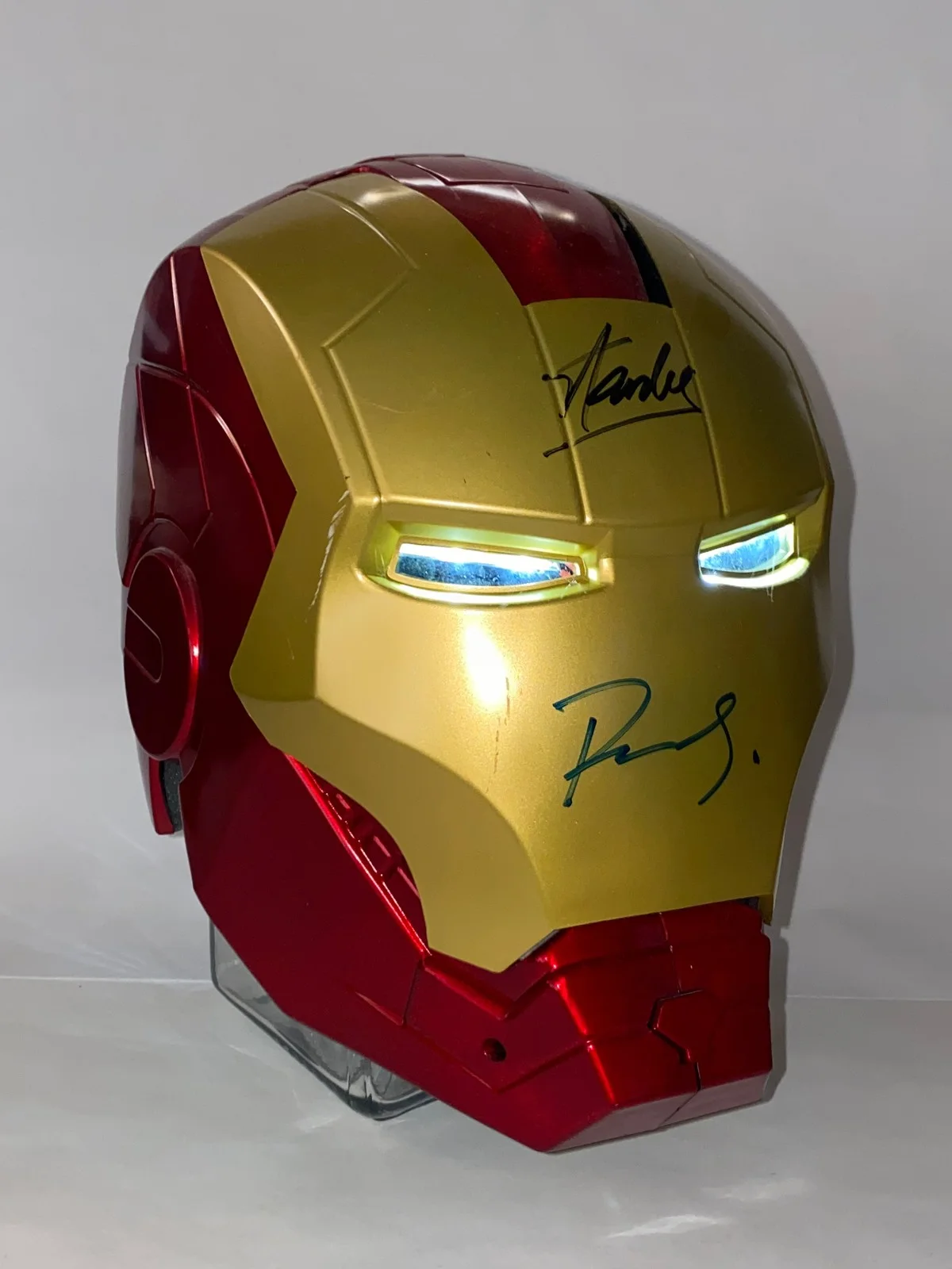 Stan Lee, Robert Downey Jr — Marvel Iron Man helmet signed by Stan Lee & Robert Downey Jr., image 2