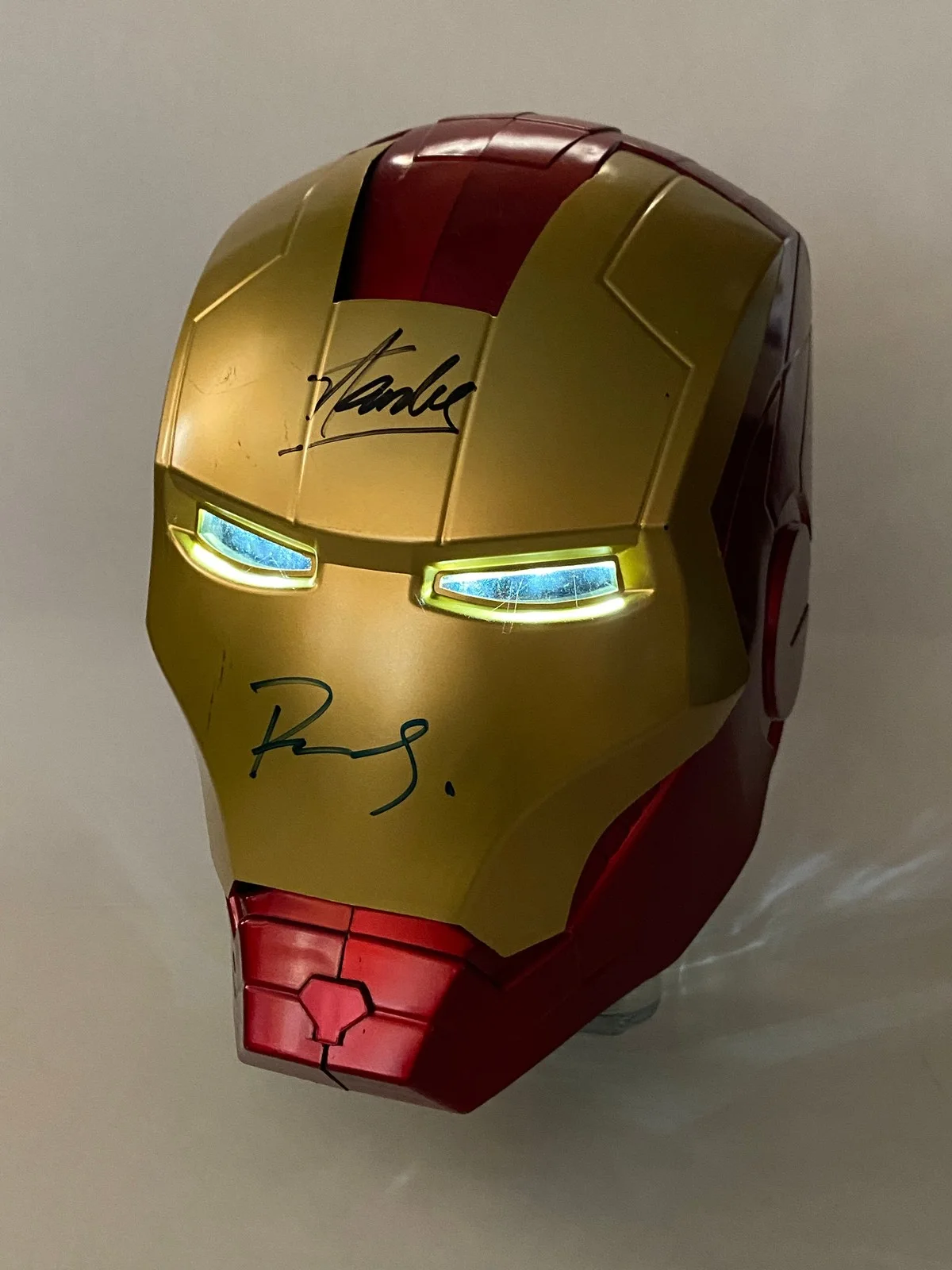 Stan Lee, Robert Downey Jr — Marvel Iron Man helmet signed by Stan Lee & Robert Downey Jr., image 3