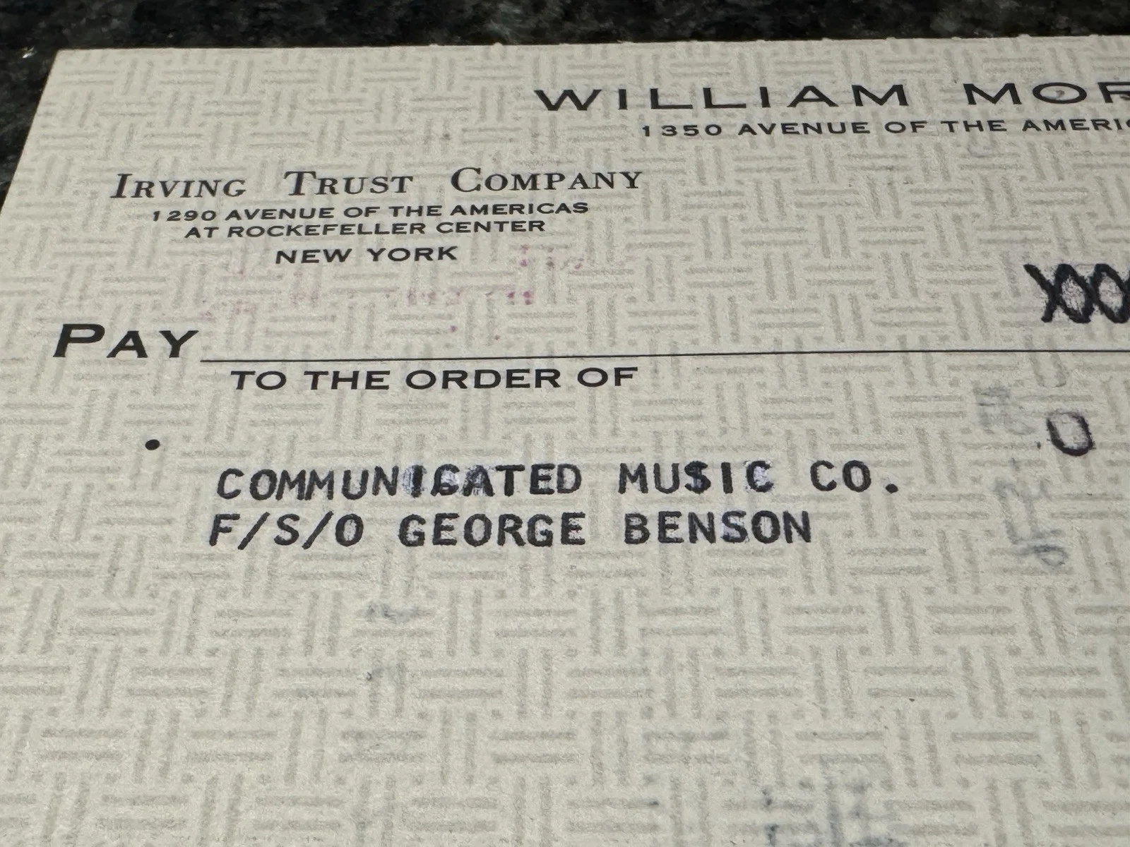 George Benson Signed William Morris Agency Check 1976 RARE, image 3