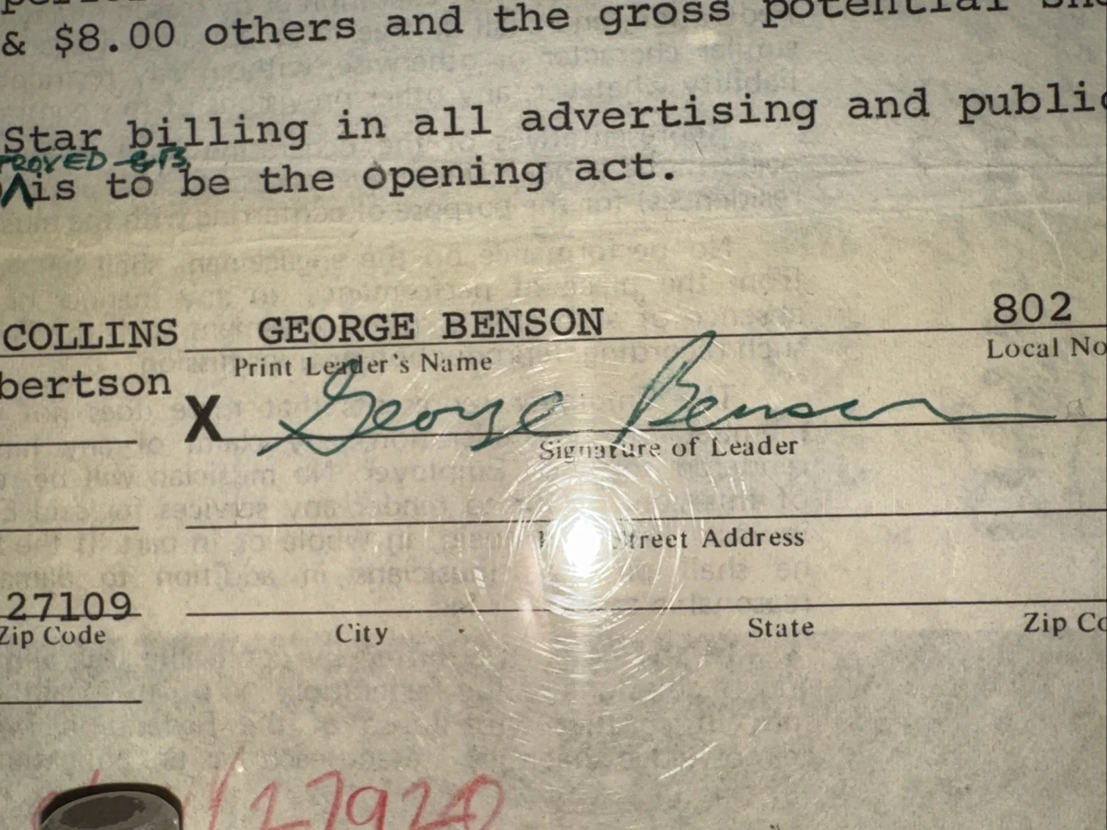 George Benson Signed William Morris Agency Contract 1977 RARE, изображение 3