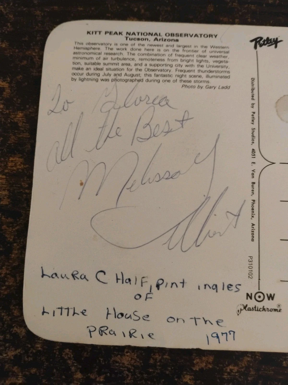 Melissa Gilbert — MELISSA GILBERT... Little House On The Prairie1977 SIGNED Postcard From Tucson, image 3
