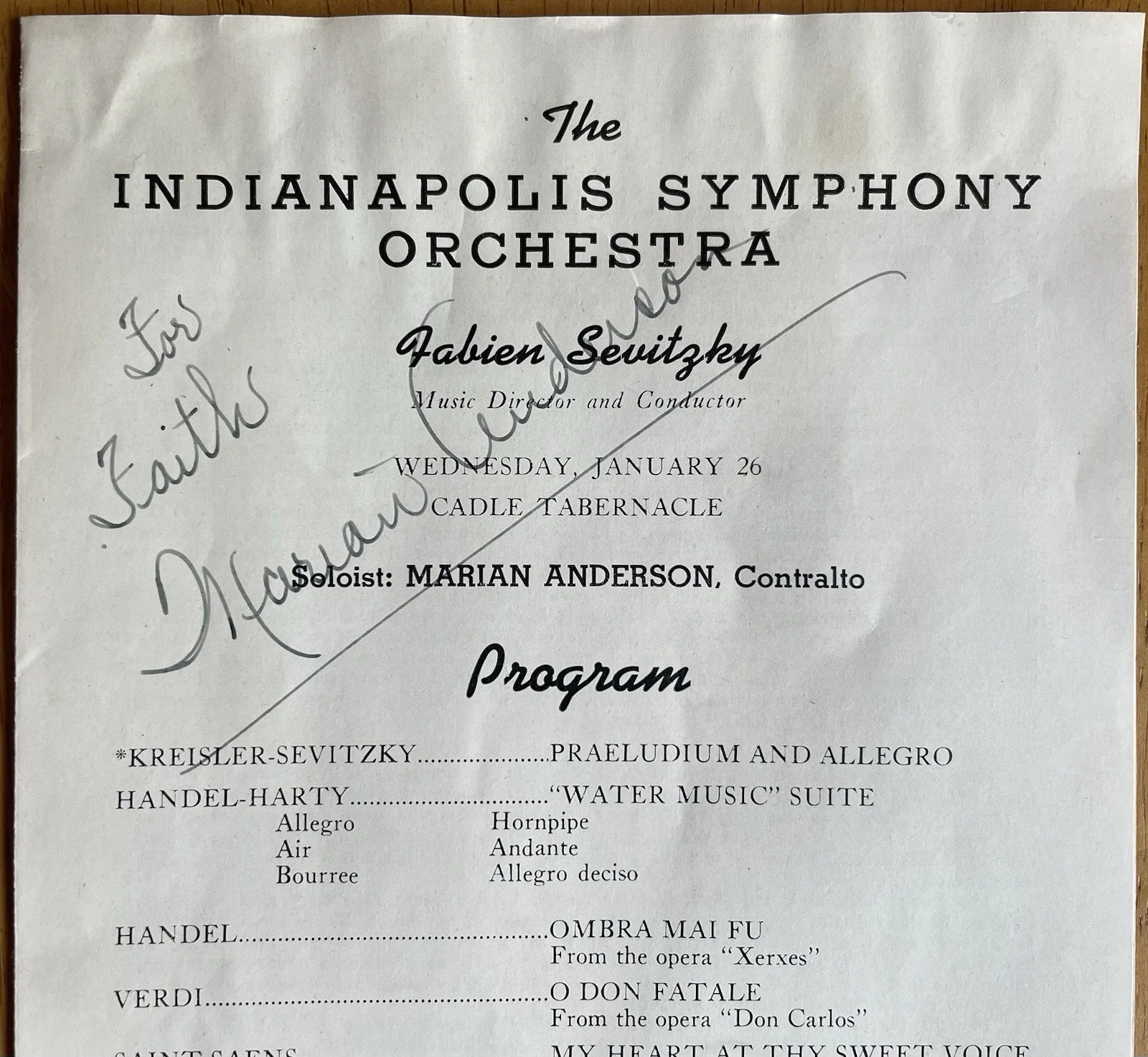 Opera Singer Marion Anderson ￼Autograph Program, image 3