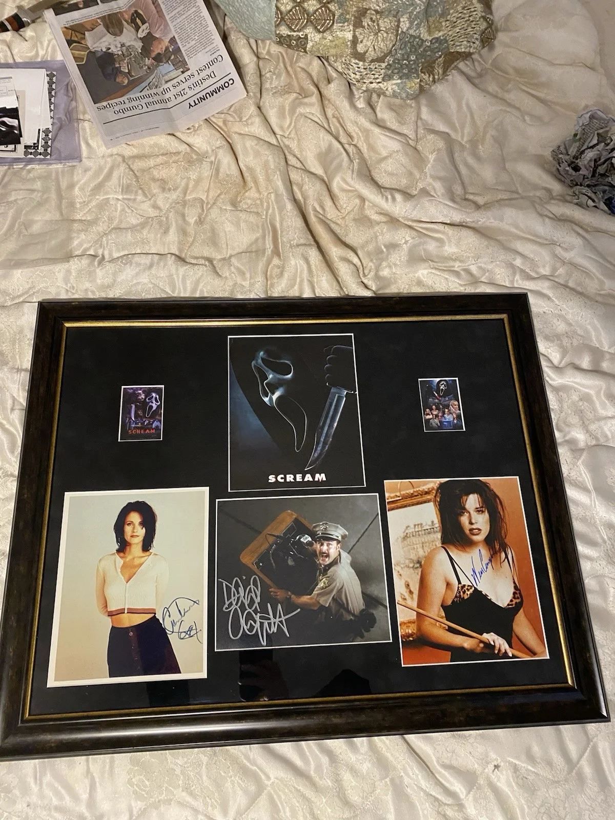 Neve Campbell — Scream Cast x3Autographed Signed Framed Photo Neve Campbell Courtney Cox David, image 4