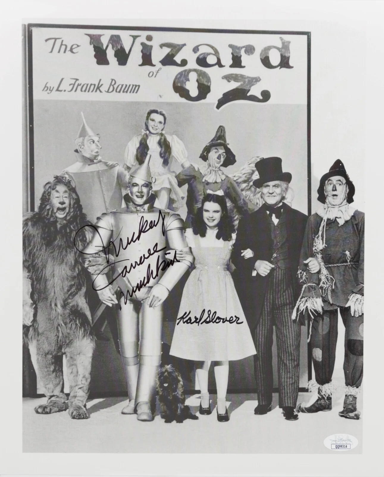 Mickey Carroll, Karl Slover — MICKEY CARROLL & KARL SLOVER Signed 11x14 Photo JSA COA - Wizard of OZ Munchkins