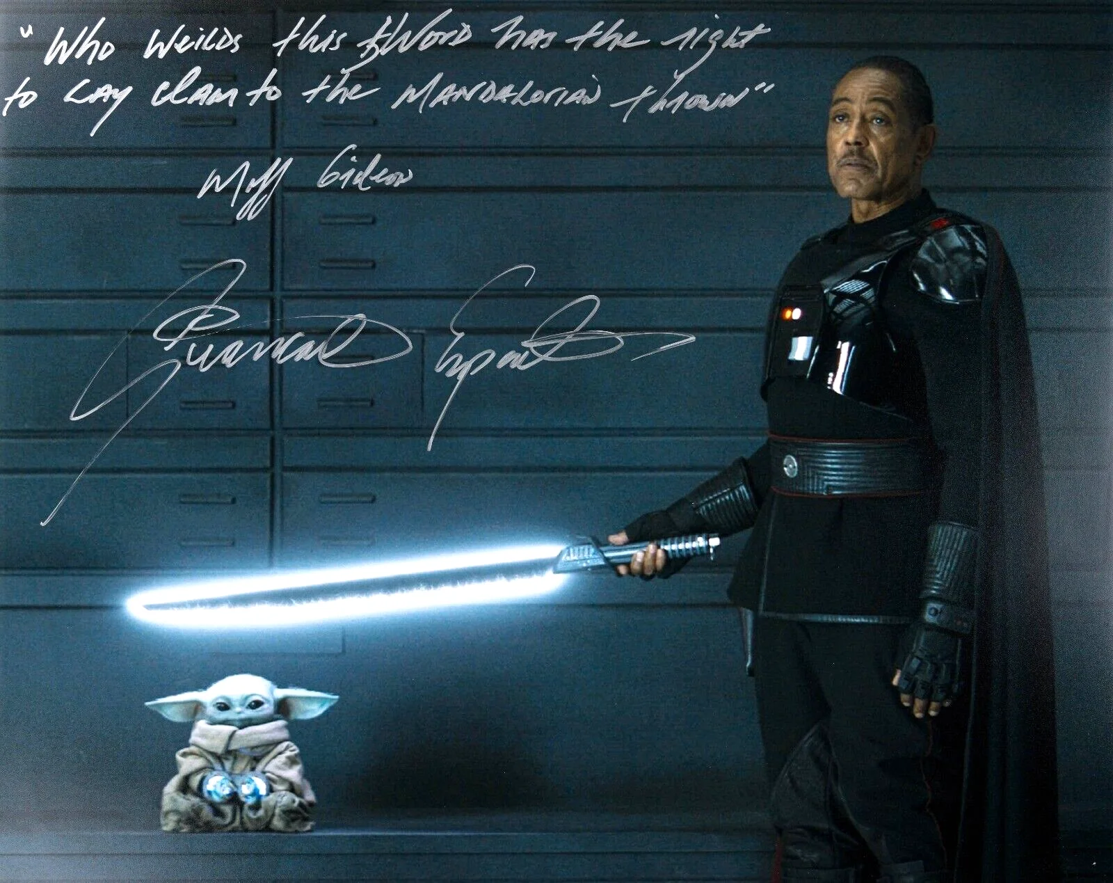 Giancarlo Esposito — GIANCARLO ESPOSITO Signed 16x20 Star Wars MANDALORIAN Photo LONG INSCRIPTION COA