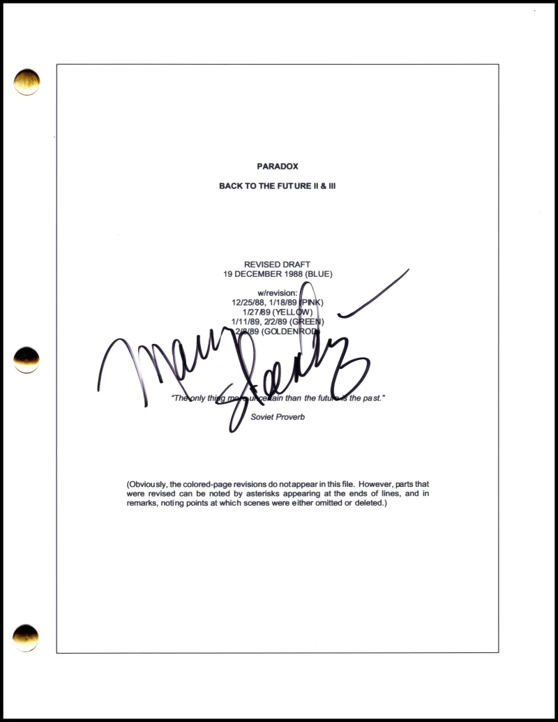 Mary Steenburgen — Mary Steenburgen Signed Autograph Back to the Future Paradox Full Movie Script