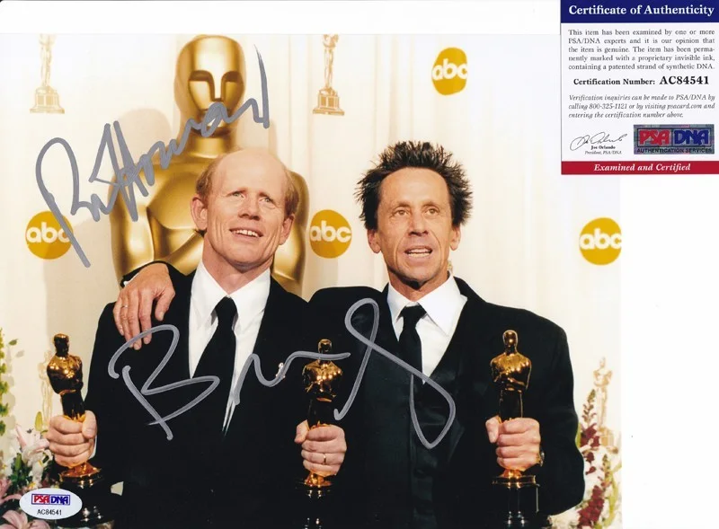 Ron Howard & Brian Grazer — Ron Howard & Brian Grazer Director Signed Autograph 8x10 Photo PSA/DNA COA