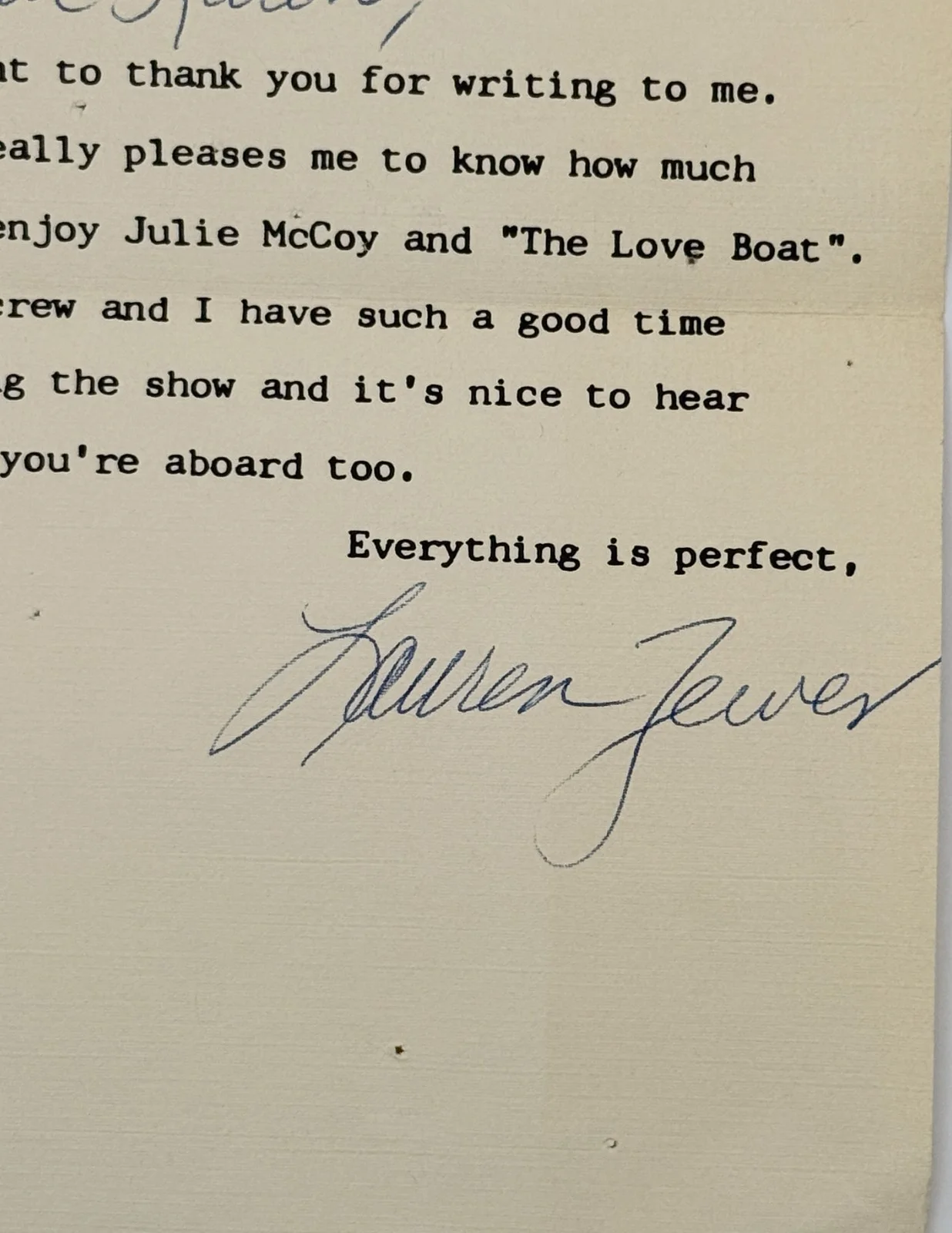 Lauren Tewes — Signed Personalized Letter From Lauren Tewes (Love Boat) on Letterhead, изображение 2