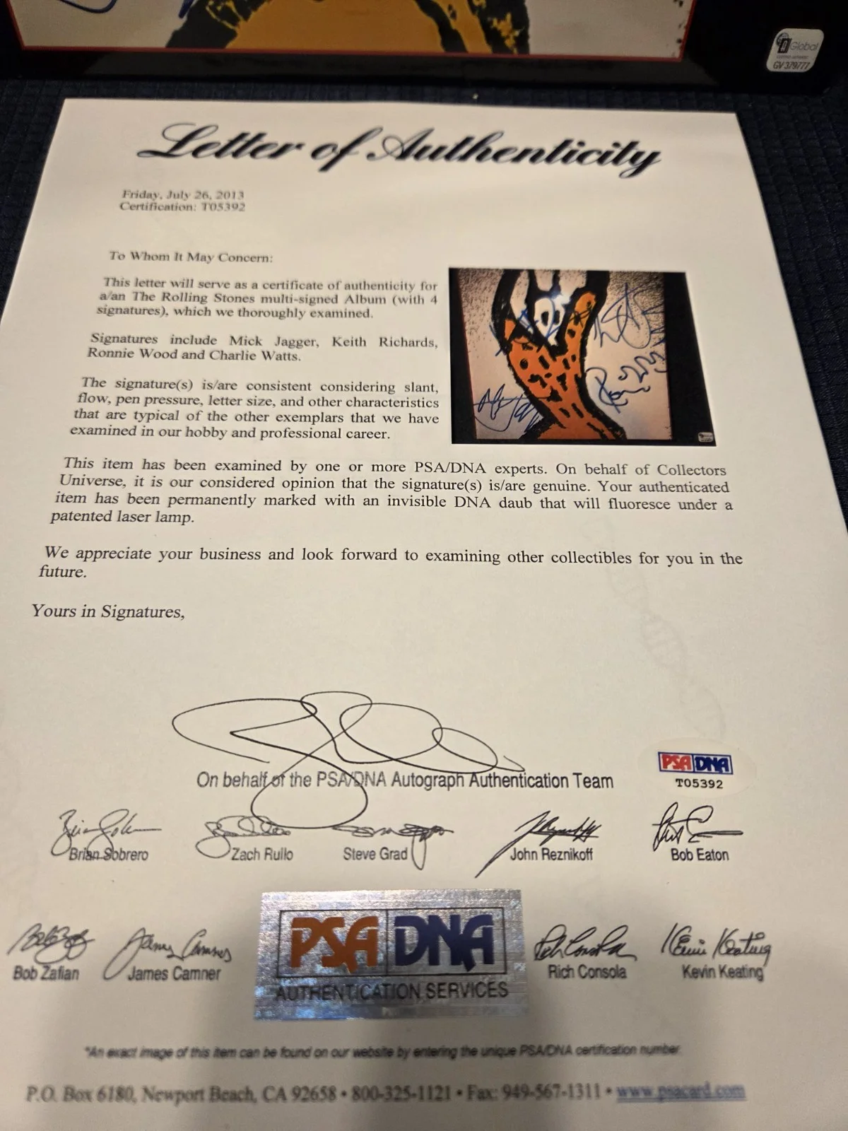 Autographed Rolling Stones Album/Voodoo Lounge(all 4).. PSA Full Letter, image 4