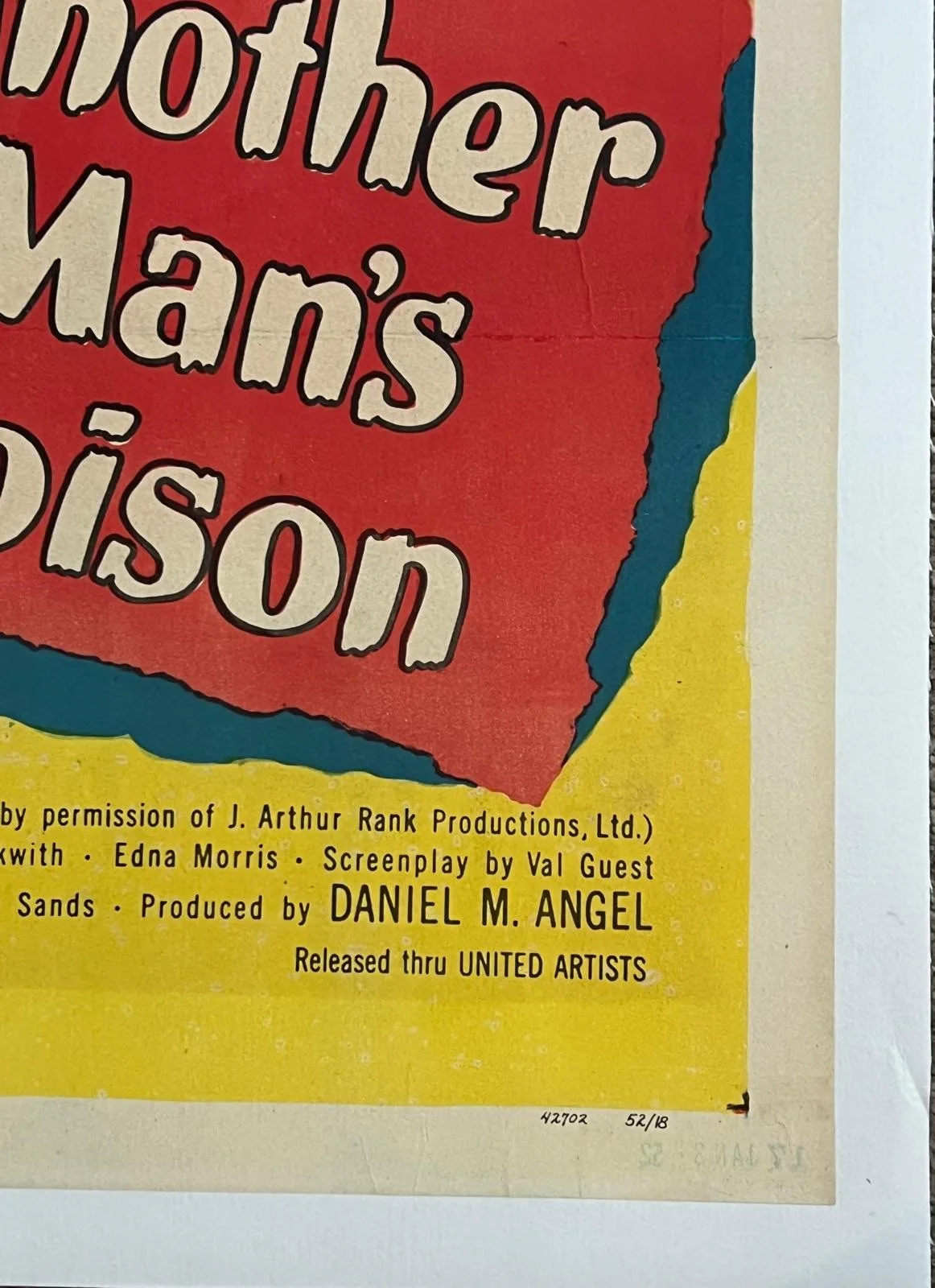 Another Man's Poison US 1 Sheet LINEN BACKED 1952 27X41" Original Film Poster, изображение 3