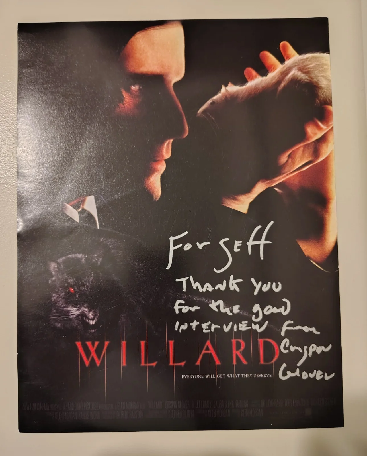 Crispin Glover — Authentic Crispin Glover Signed Willard 2003 Movie Promo Photo Press Still