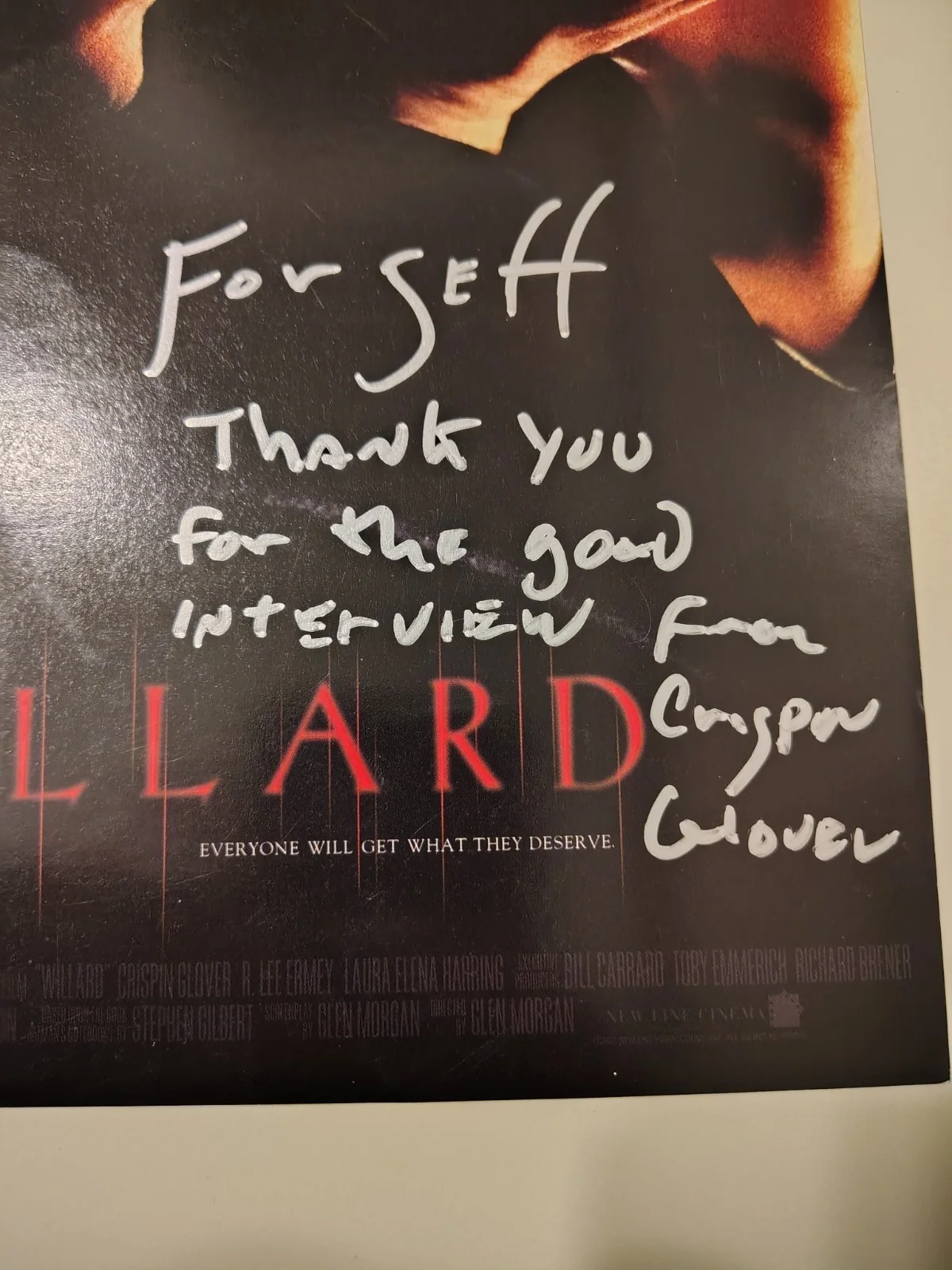 Crispin Glover — Authentic Crispin Glover Signed Willard 2003 Movie Promo Photo Press Still, изображение 2