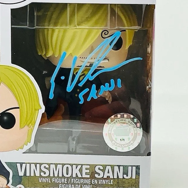Eric Vale — Eric Vale Autographed Vinsmoke Sanji One Piece Funko Pop #398 Art Work 1/1 BAS, image 2